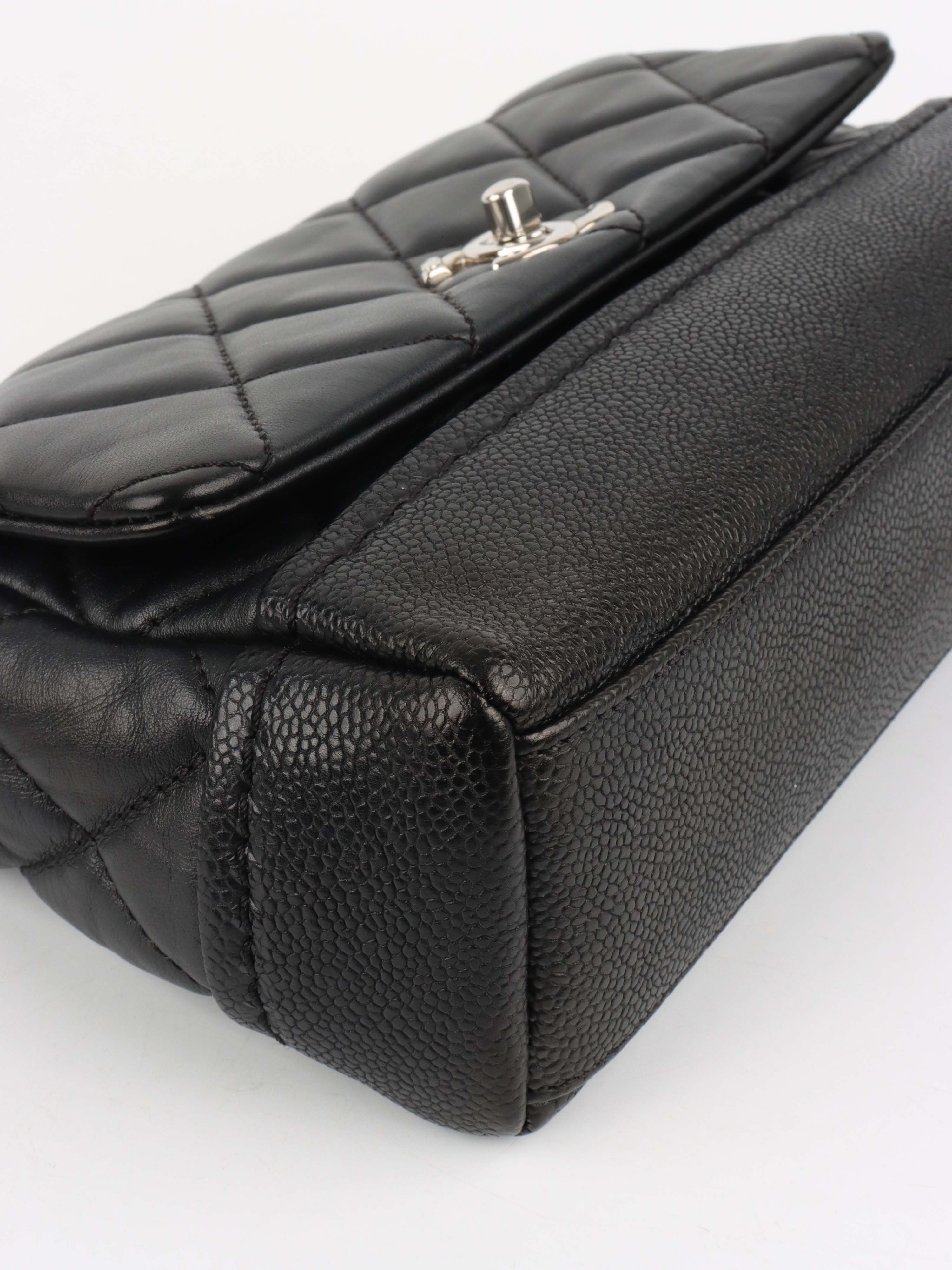 Chanel Black Quilted Lambskin & Caviar CC Flap Bag SHW.