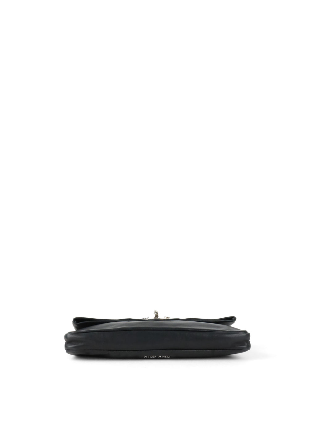 Miu Miu Black Smooth Leather with Crystal Strap Bag