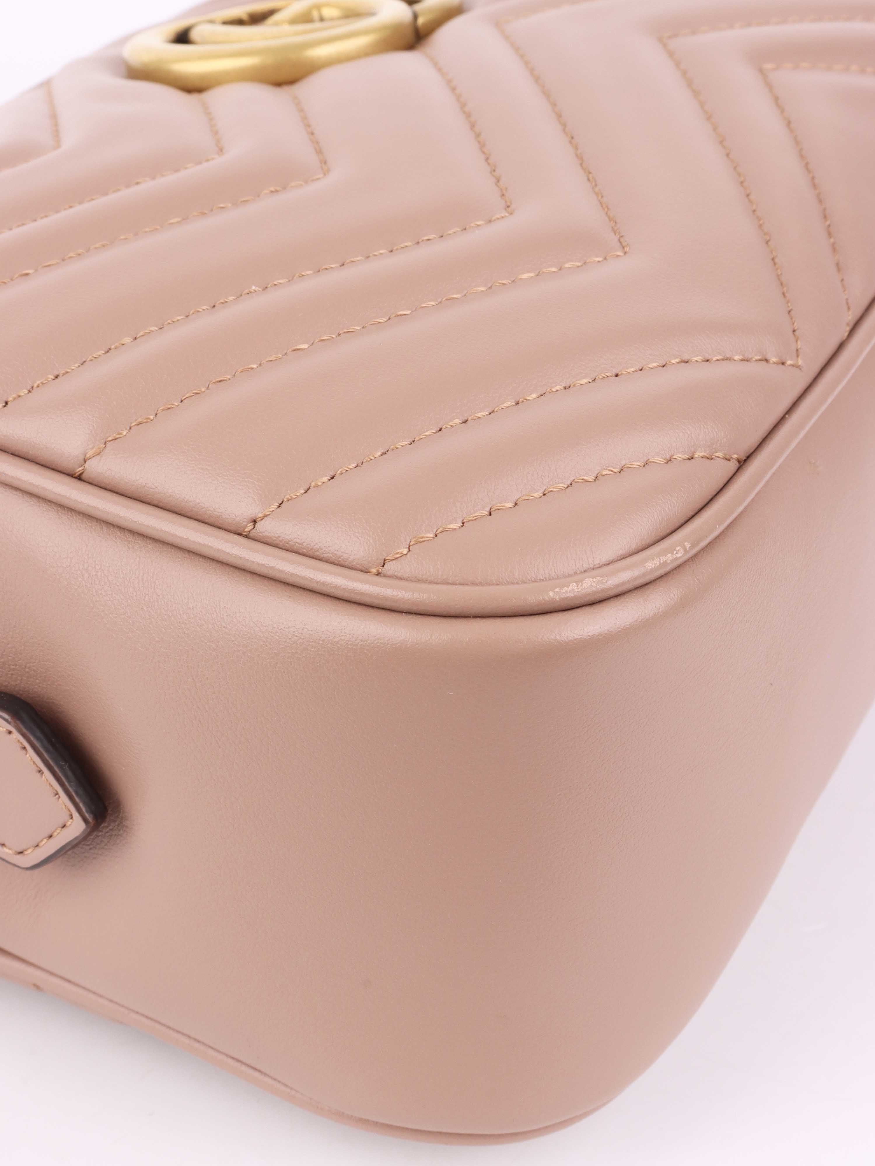 Gucci Small Beige Marmont Shoulder Bag.