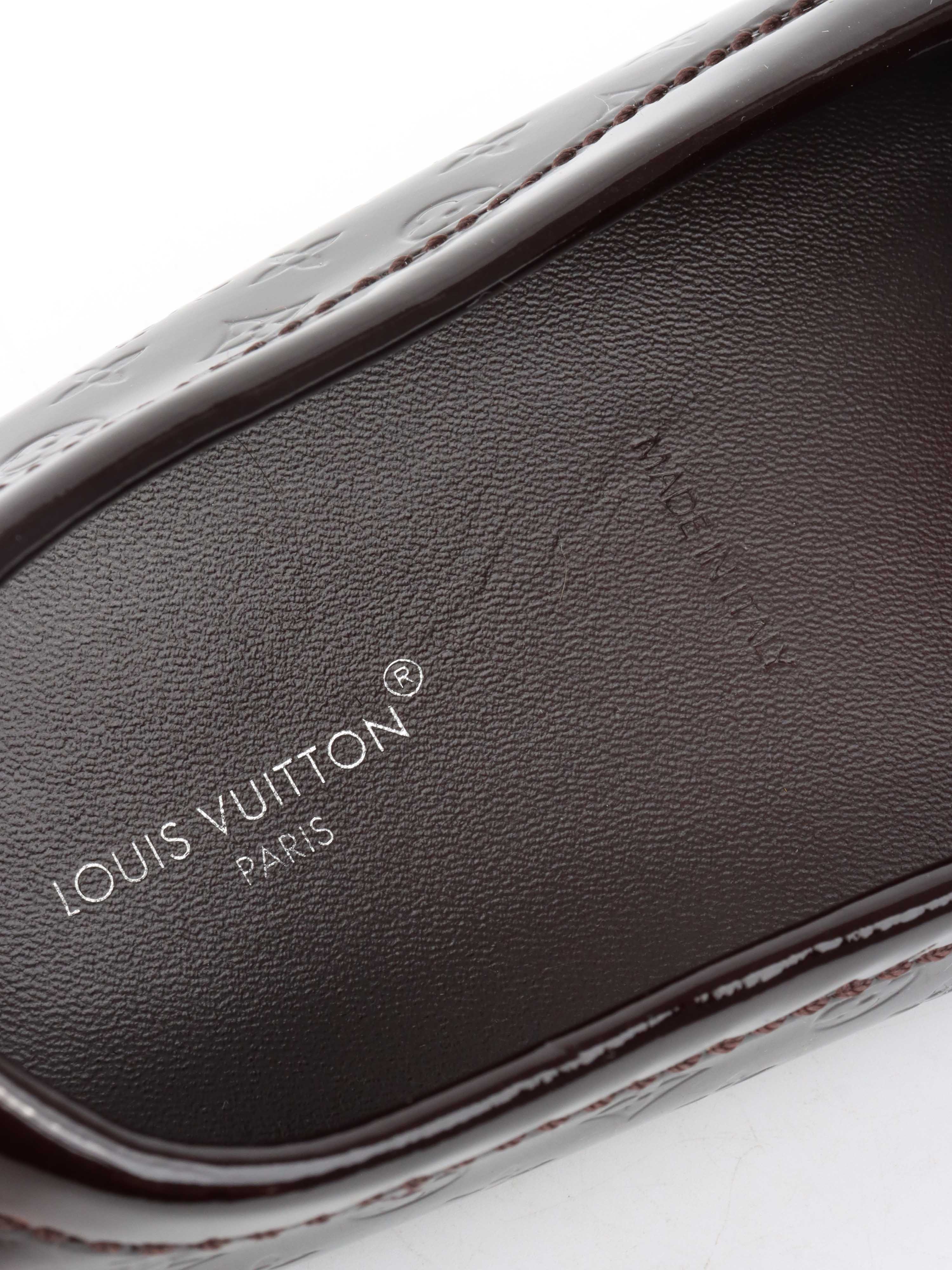 Louis Vuitton Burgundy Patent Leather Oxford Loafers.