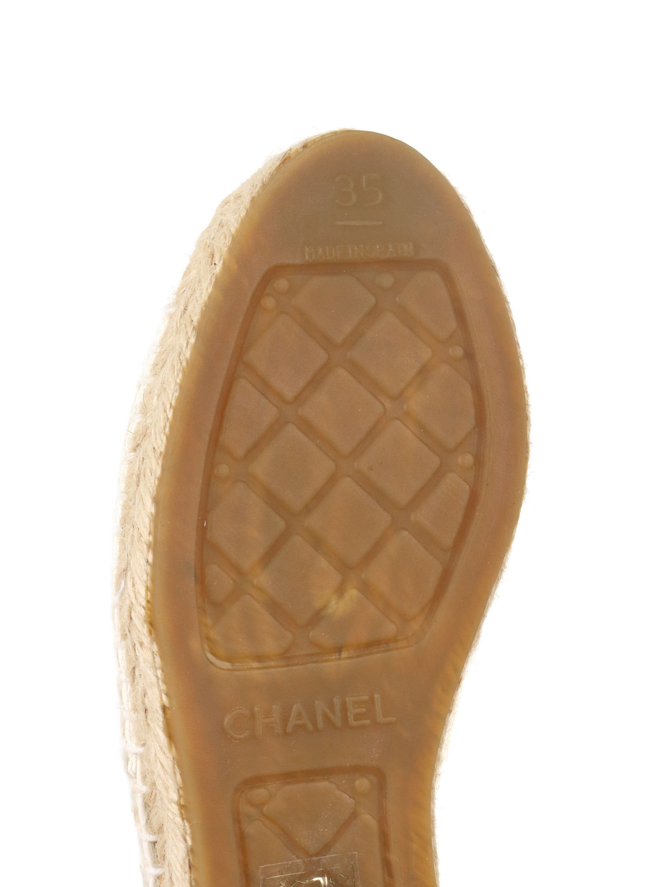 Chanel White Lambskin CC Espadrilles size 35