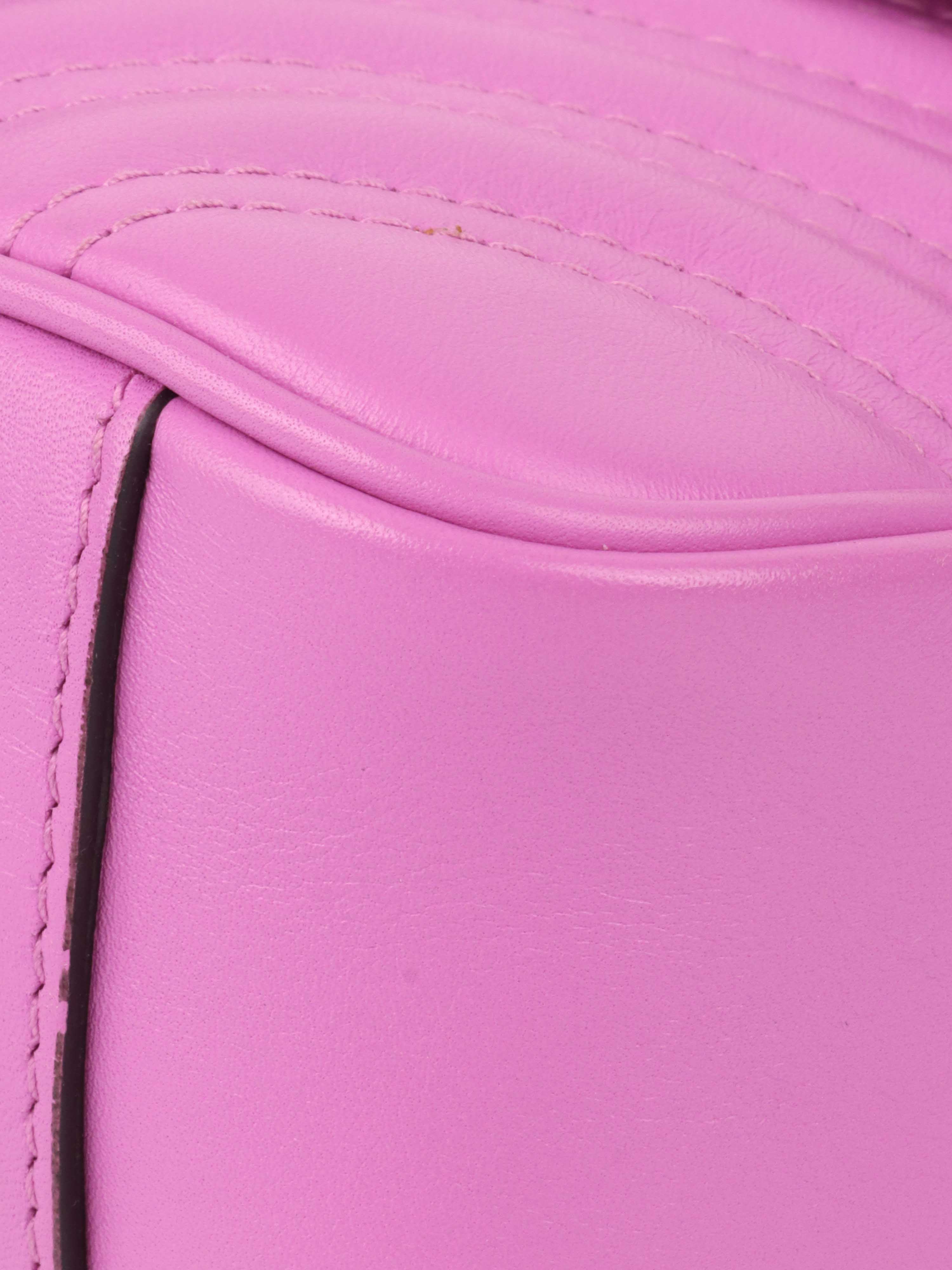 Gucci GG Marmont Matelassé Mini Bag in Pink.