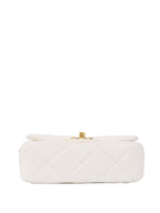 Chanel White and Pearl Chain Flap Bag.