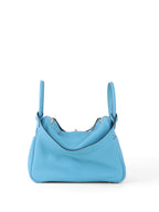 Hermes Lindy 30 P3 Bleu du Nord Clemence Leather Stamp D