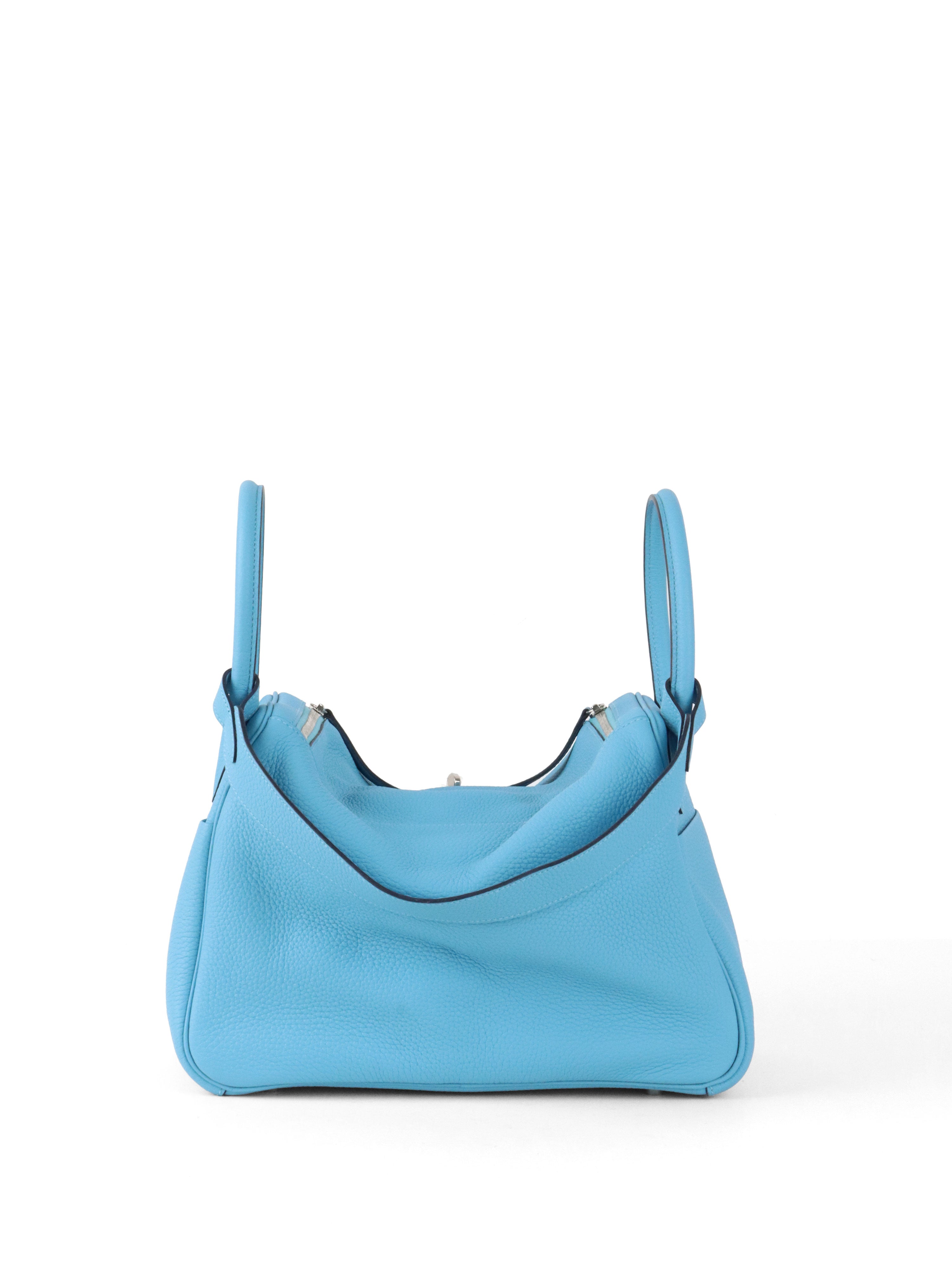 Hermes Lindy 30 P3 Bleu du Nord Clemence Leather Stamp D
