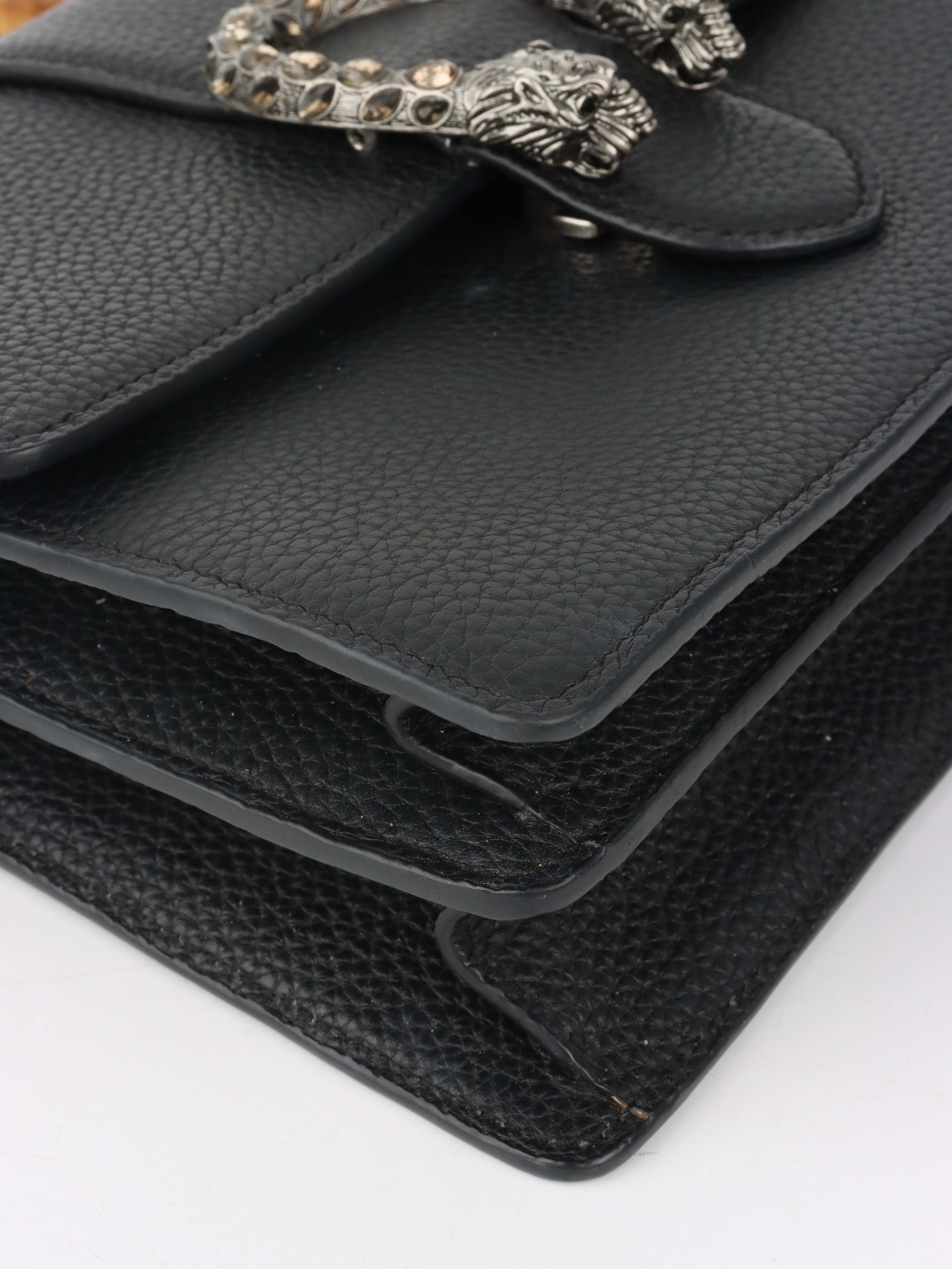 Gucci Black Dionysus bag with bamboo handle.