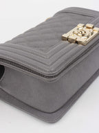 Chanel Small Caviar Grey Boy Bag LGHW