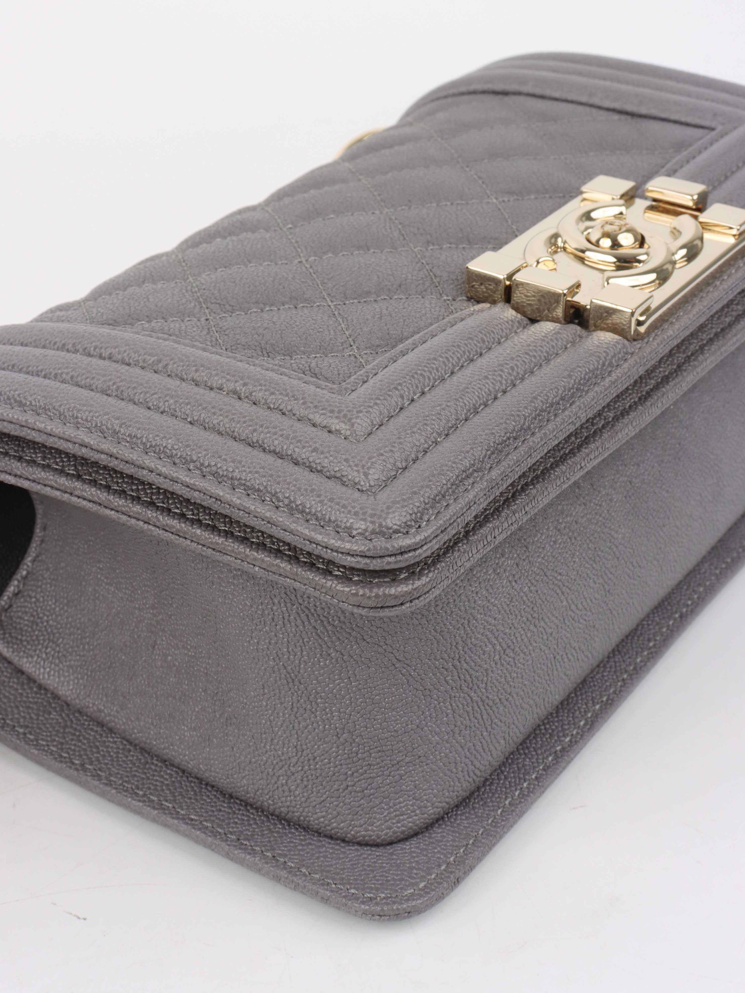 Chanel Small Caviar Grey Boy Bag LGHW
