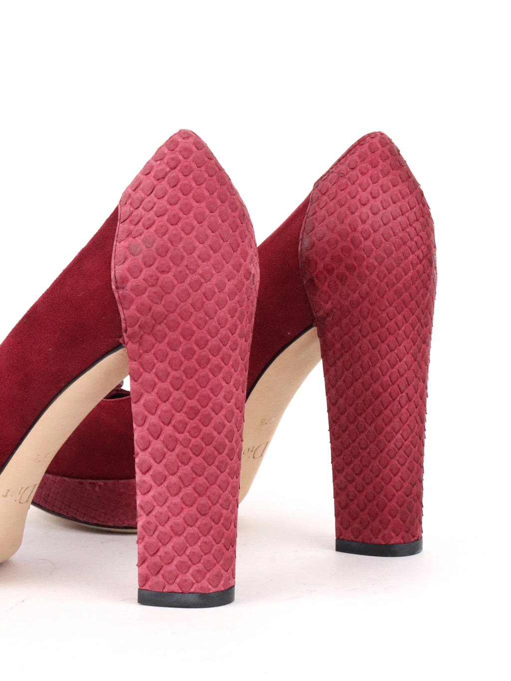 Dior Dark Pink Suede and Snakeskin Heels