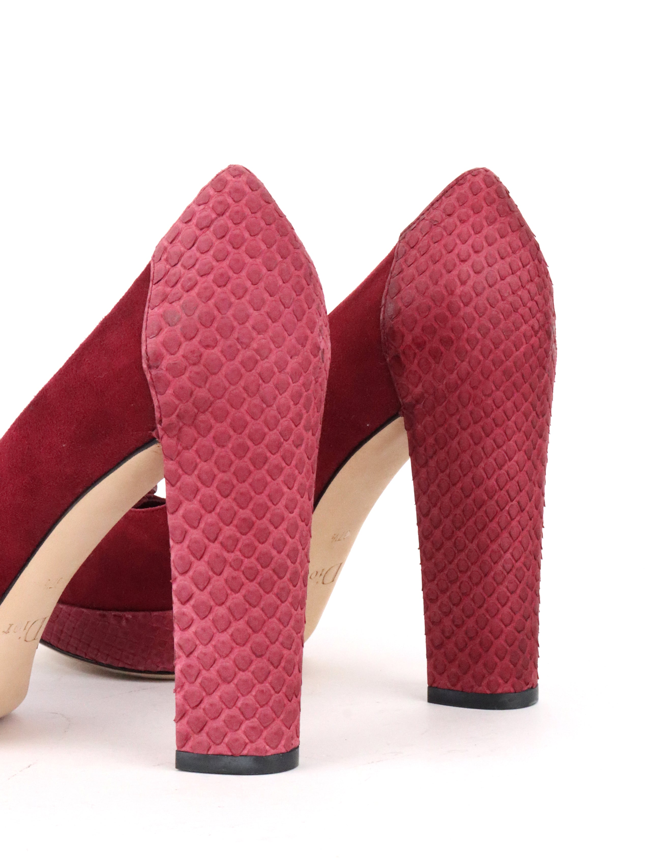 Dior Dark Pink Suede and Snakeskin Heels