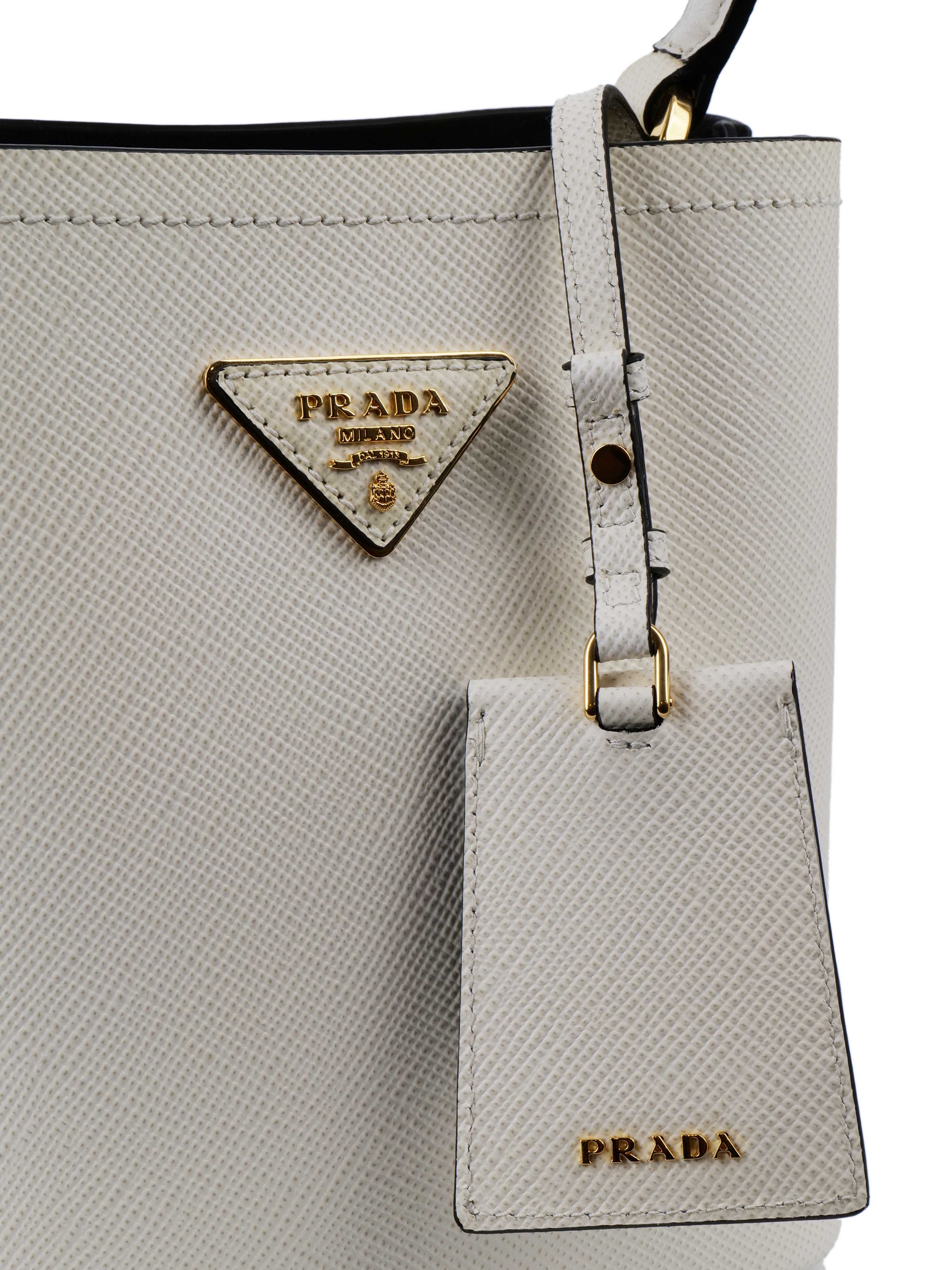 Prada Small Saffiano White Panier Bag