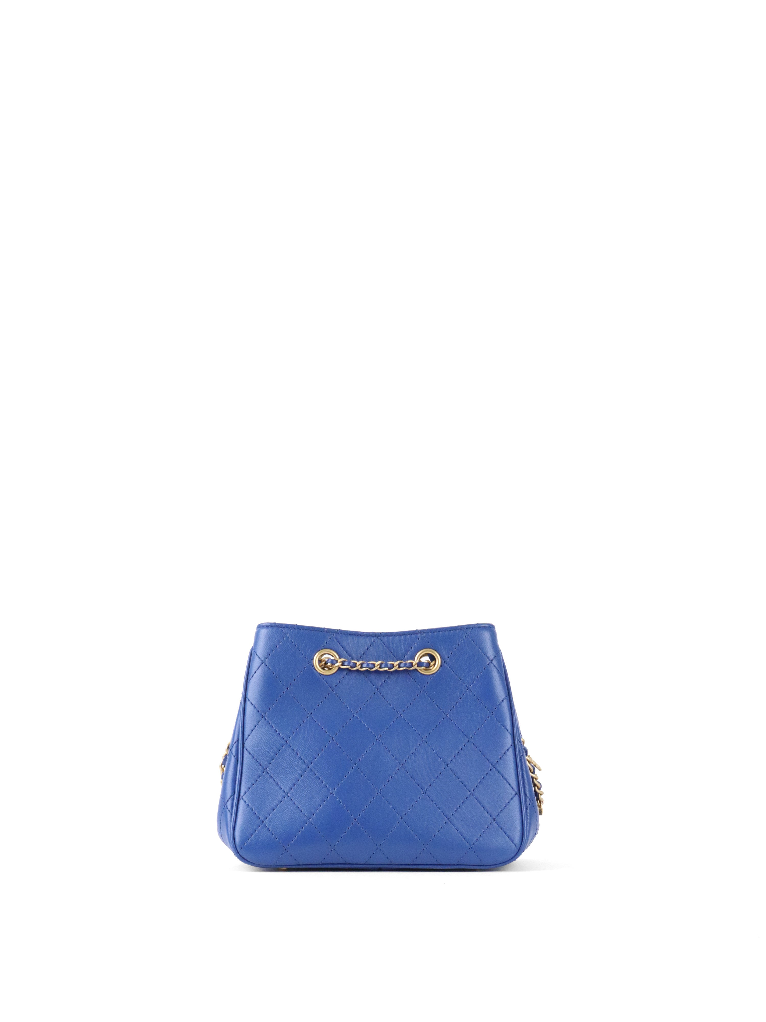 Chanel Blue Egyptian Amulet Drawstring Bucket Bag