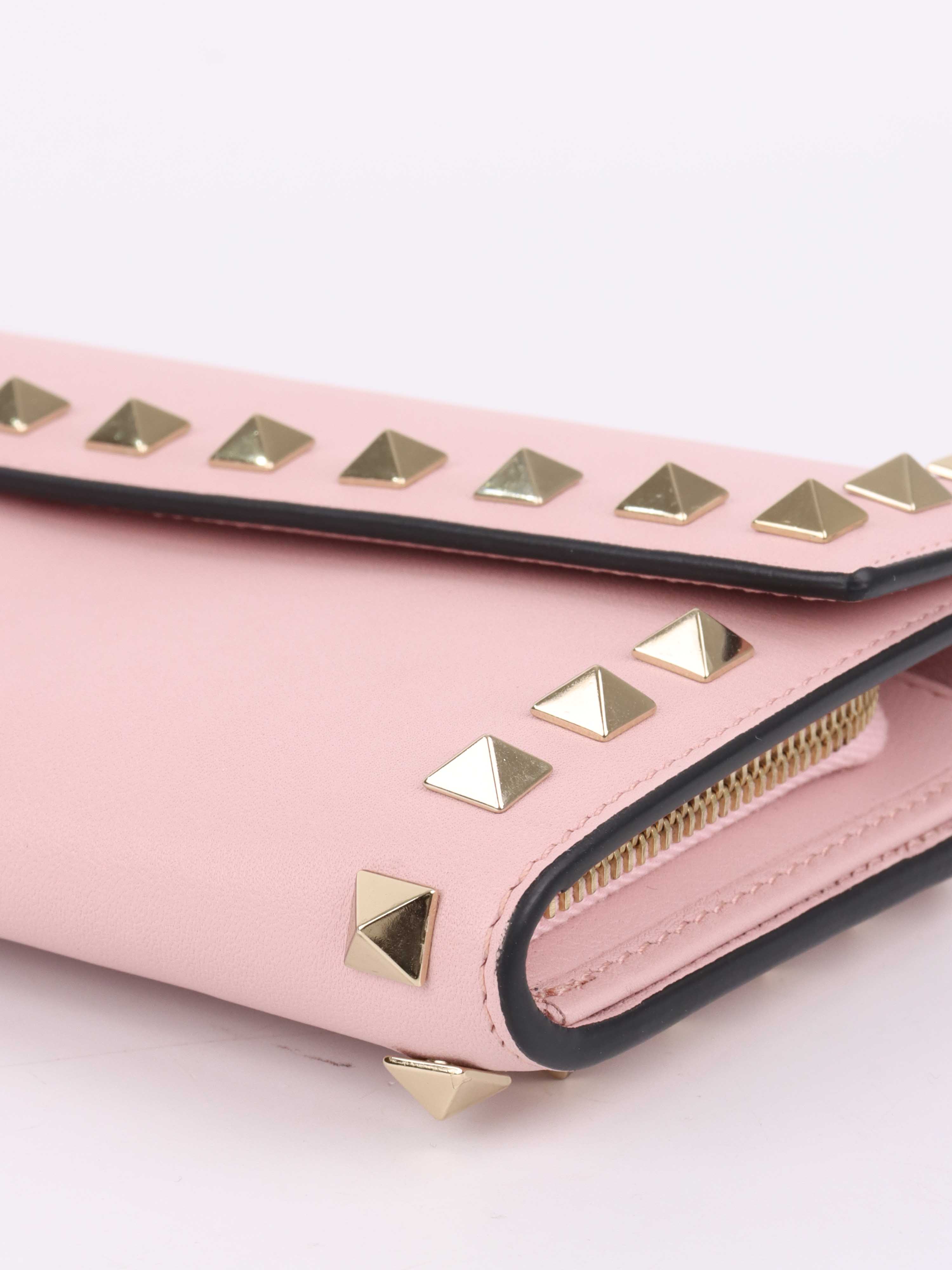 Valentino Pink Rockstud Wallet with Wristlet.