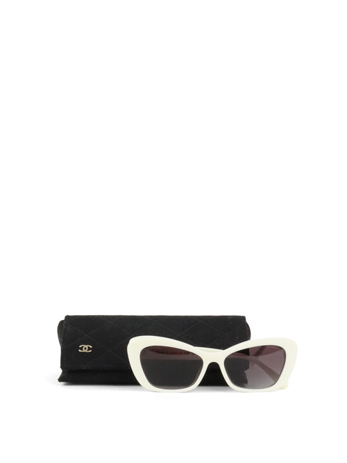 Chanel White Resin Pearl Butterfly Sunglasses