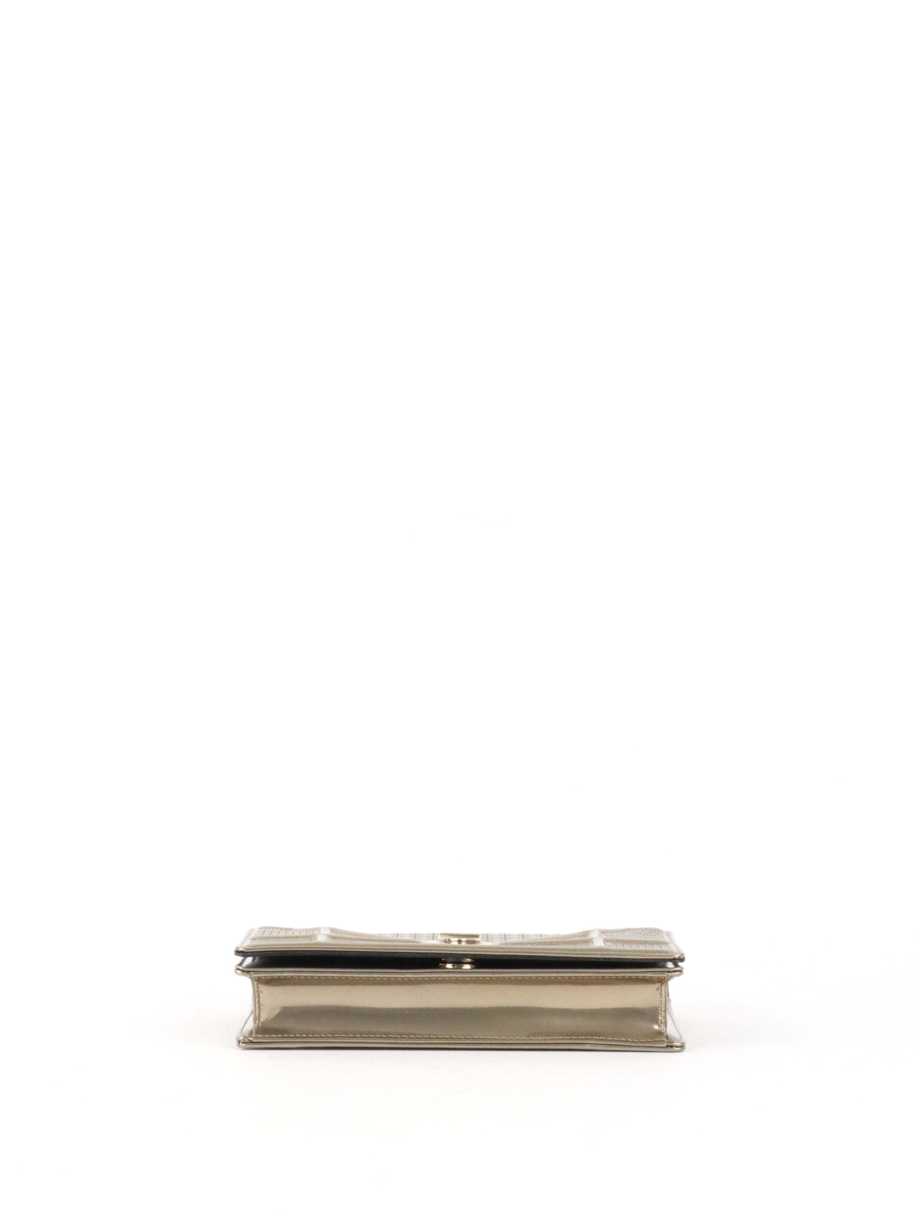 Dior Gold Metallic Diorama Wallet On Chain