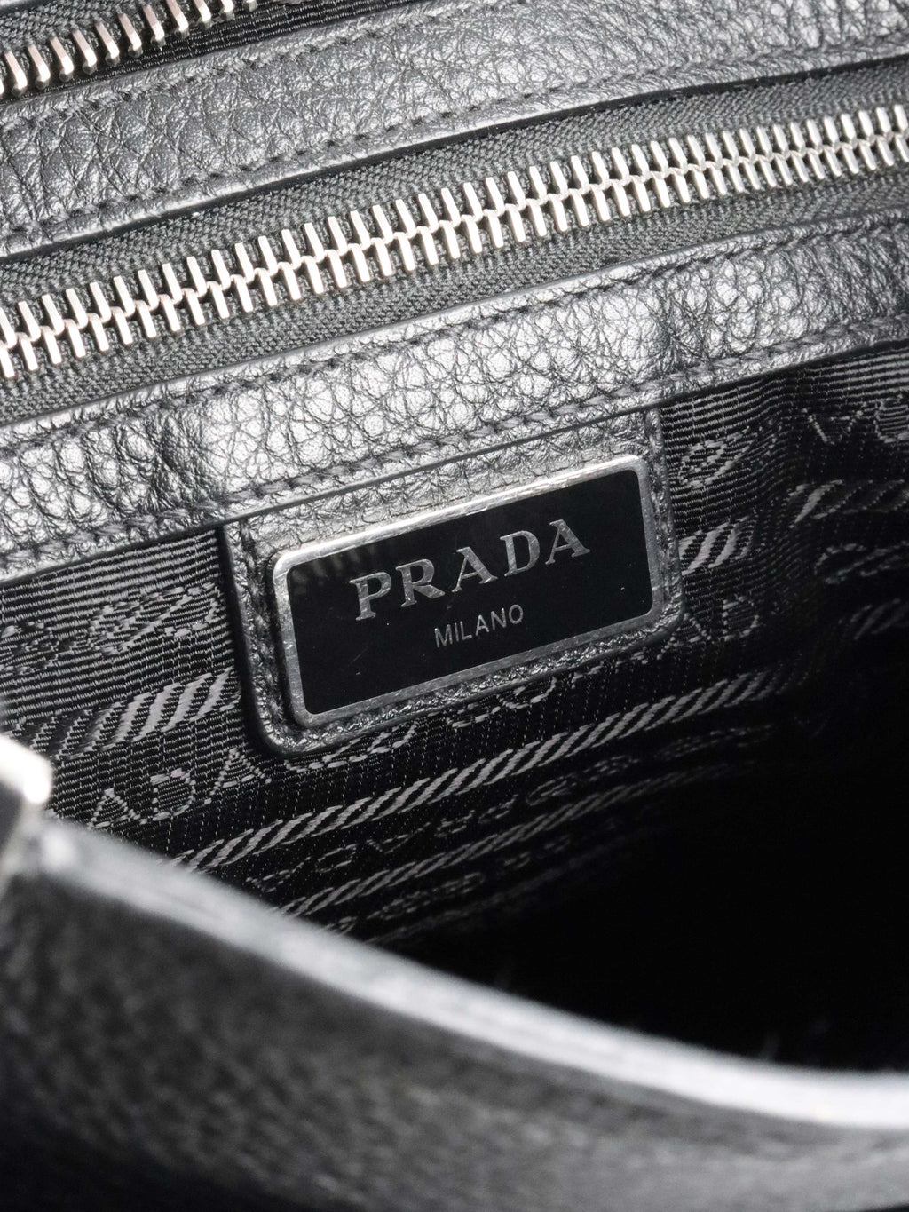 Prada Black Leather Messenger Bag.