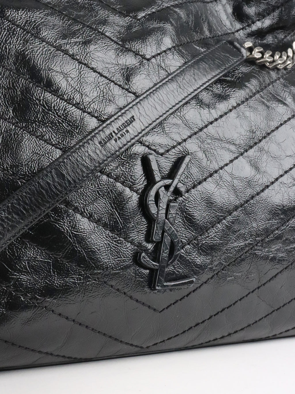 Saint Laurent Black Vintage Leather Niki Shopping Tote