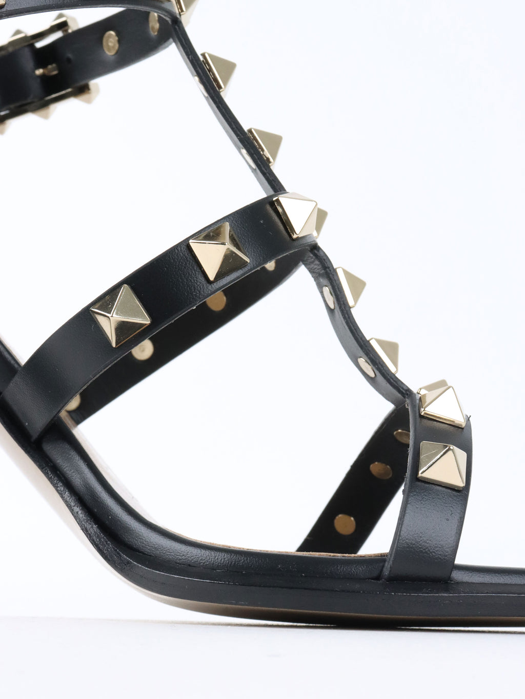 Valentino Black Rockstud Open Toe Sandals