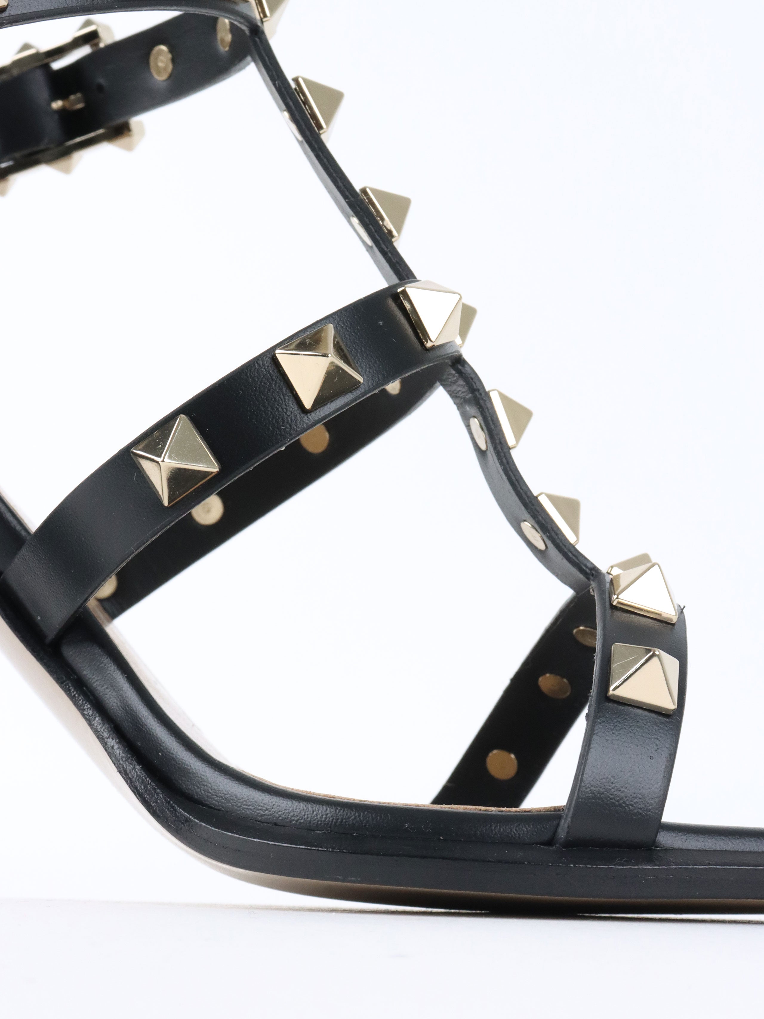 Valentino Black Rockstud Open Toe Sandals