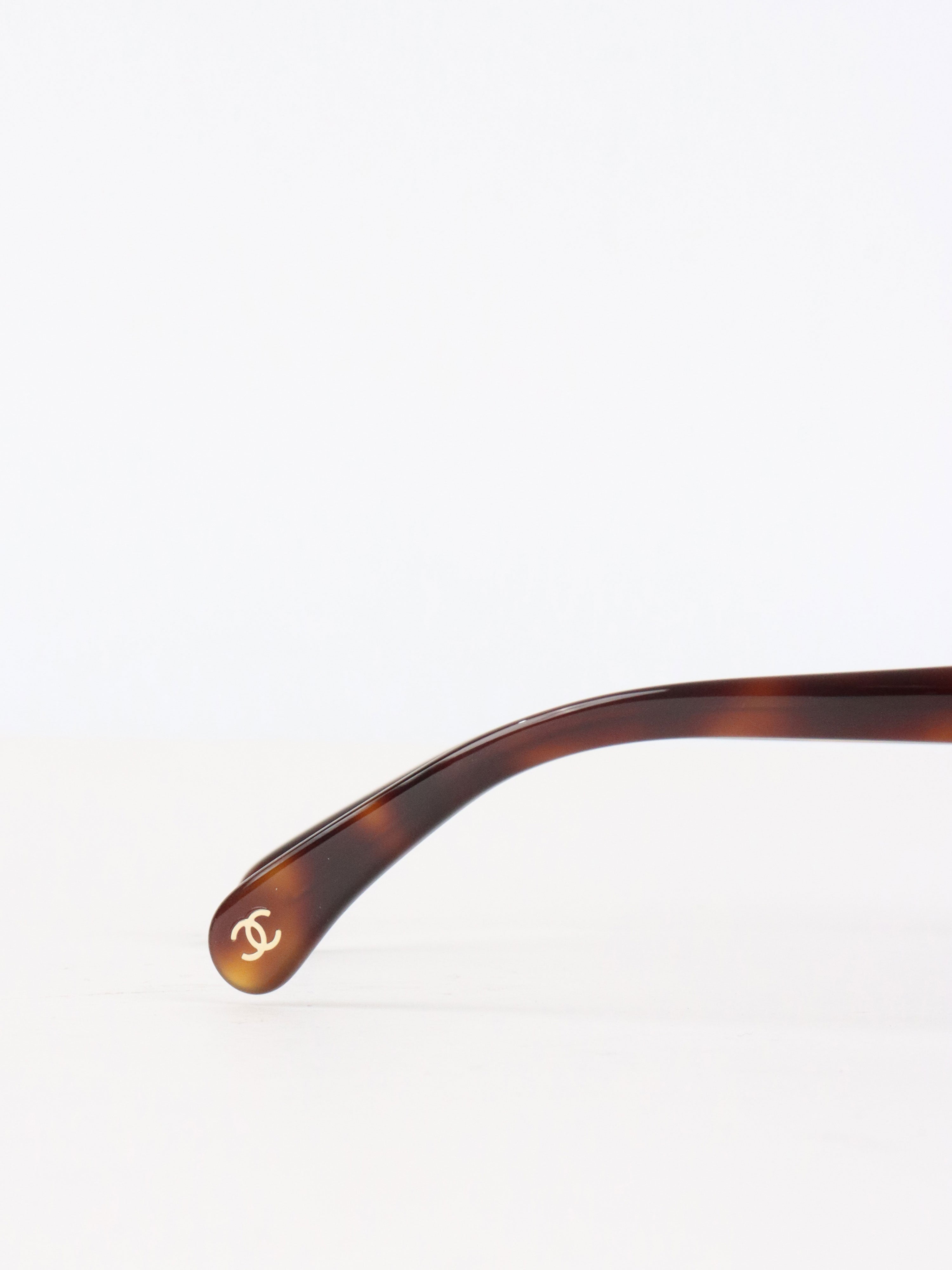 Chanel Brown Tortoise Hexagonal Gradient Sunglasses