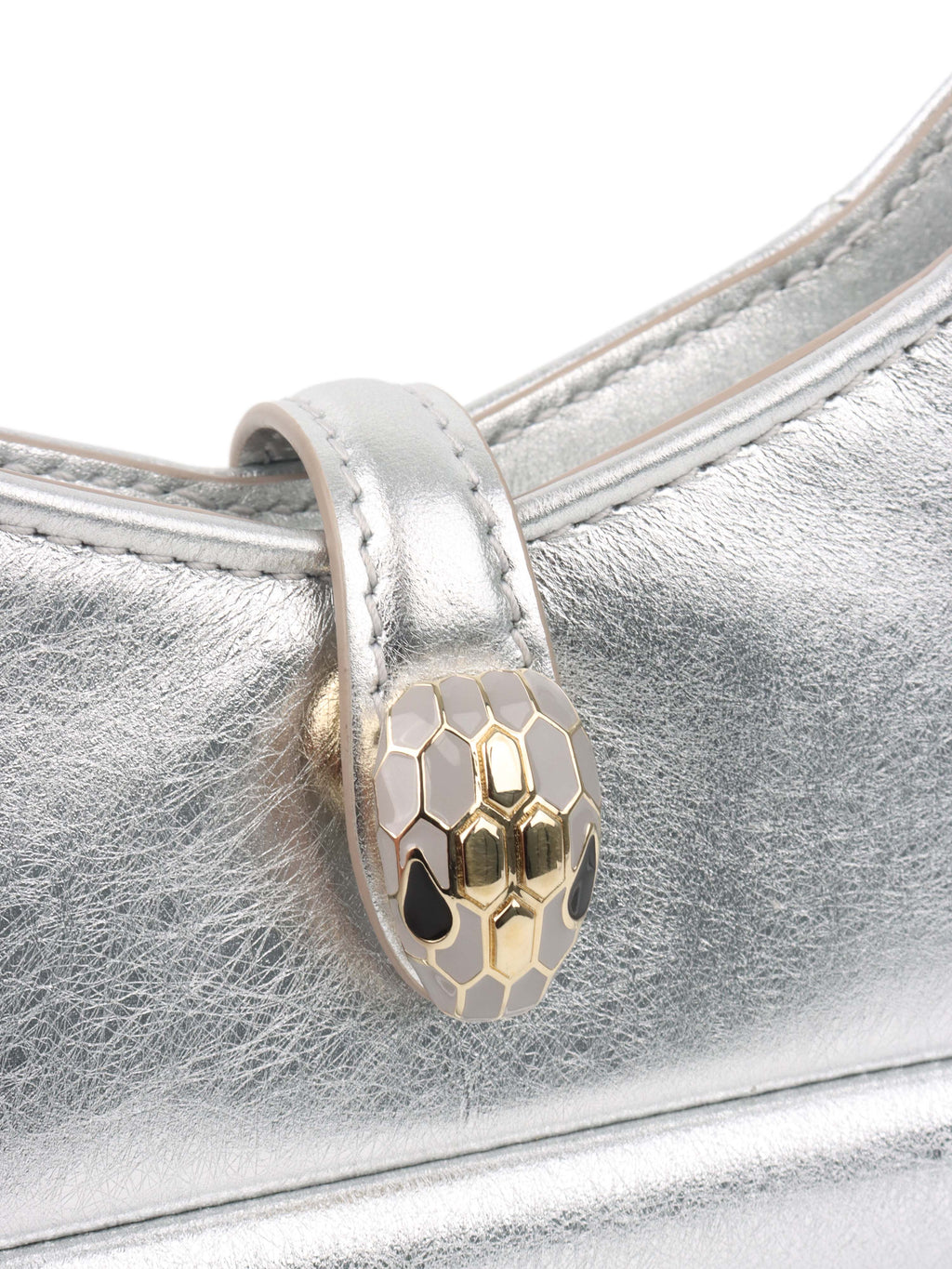 Bvlgari Metallic Silver mini Serpenti Shoulder Bag.