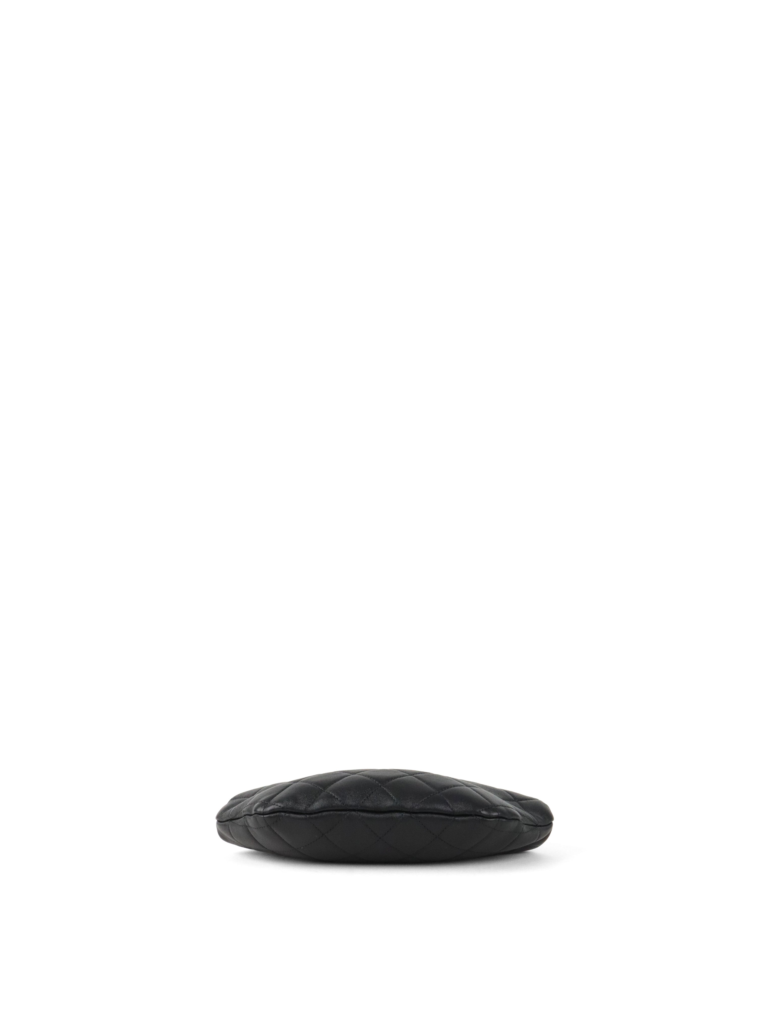 Chanel Black Lambskin with Pearl Crown Top Handle Clutch