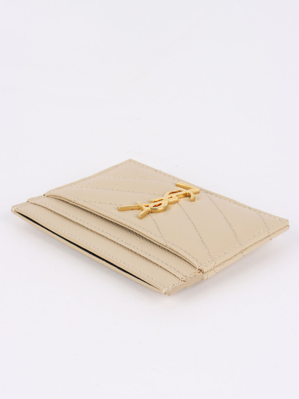Saint Laurent Light Beige Cassandre Matelasse Card Holder