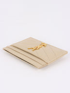 Saint Laurent Light Beige Cassandre Matelasse Card Holder