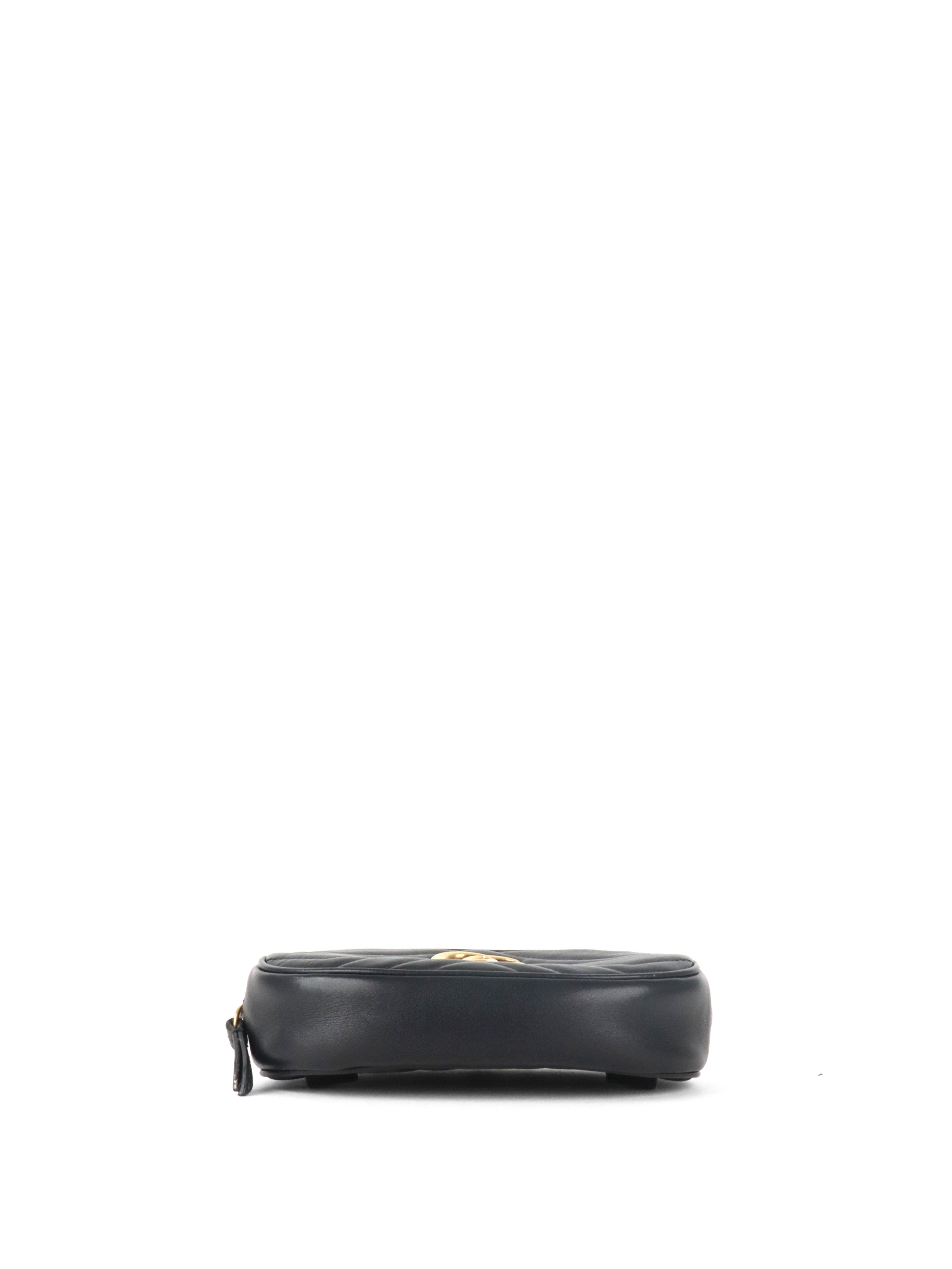 Gucci Black GG Marmont Matelasse Leather Belt Bag.