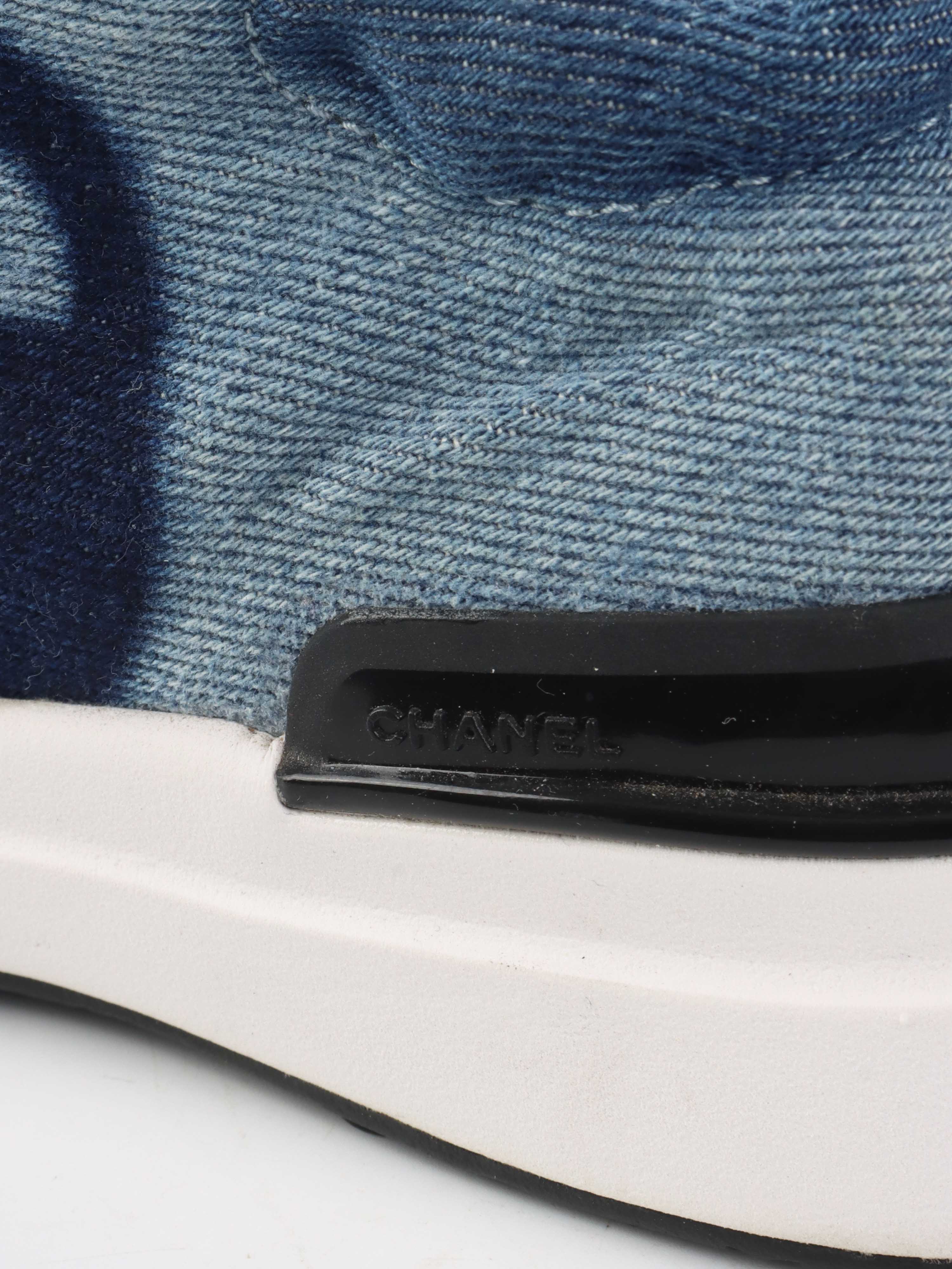 Chanel Blue Denim & White Sneakers.