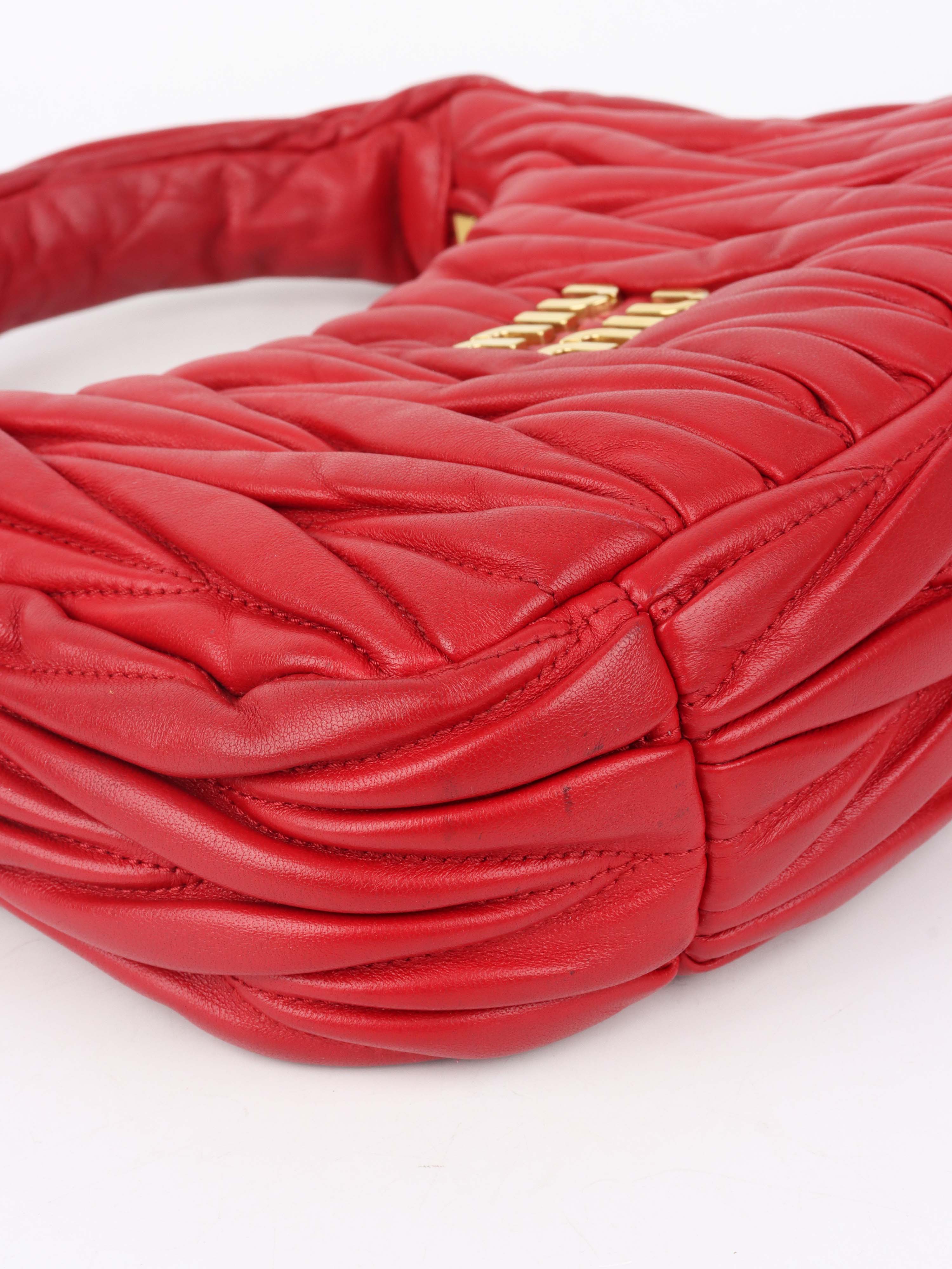 Miu Miu Small Red Wander Matelassé Bag.