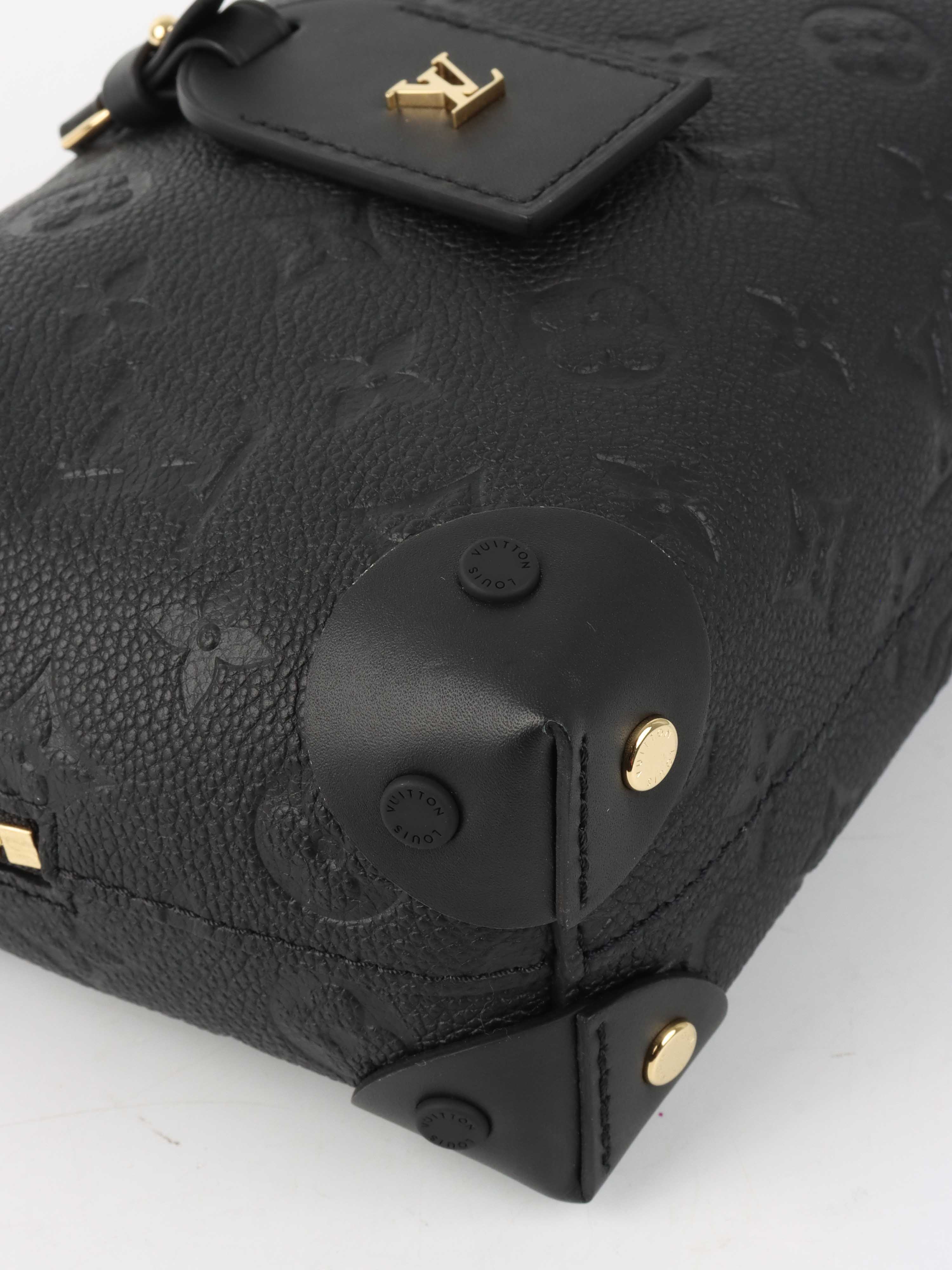 Louis Vuitton Black Monogram Empreinte Petite Malle Souple Bag.