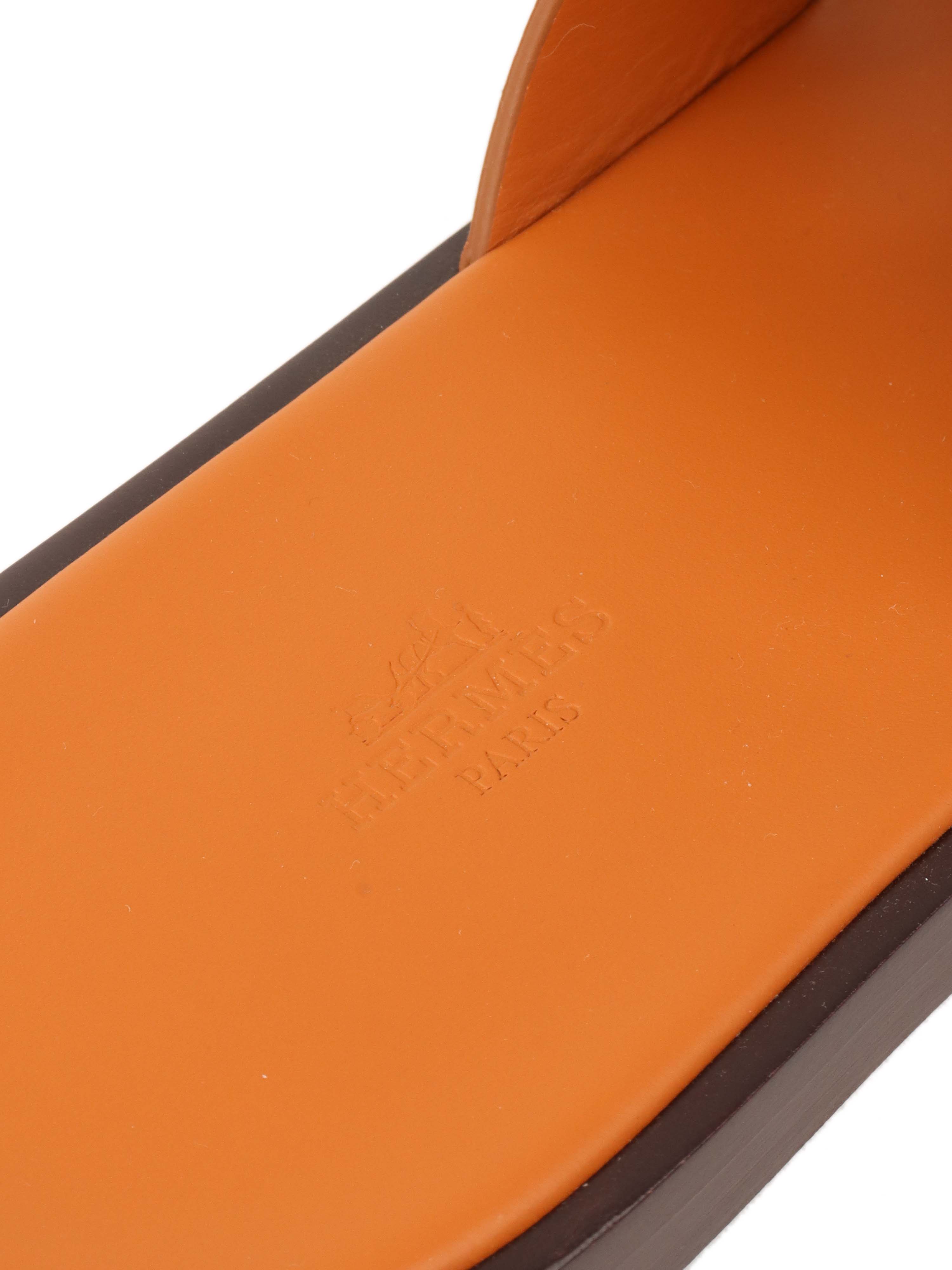 Hermes Marron Glaise Izmir Sandals.