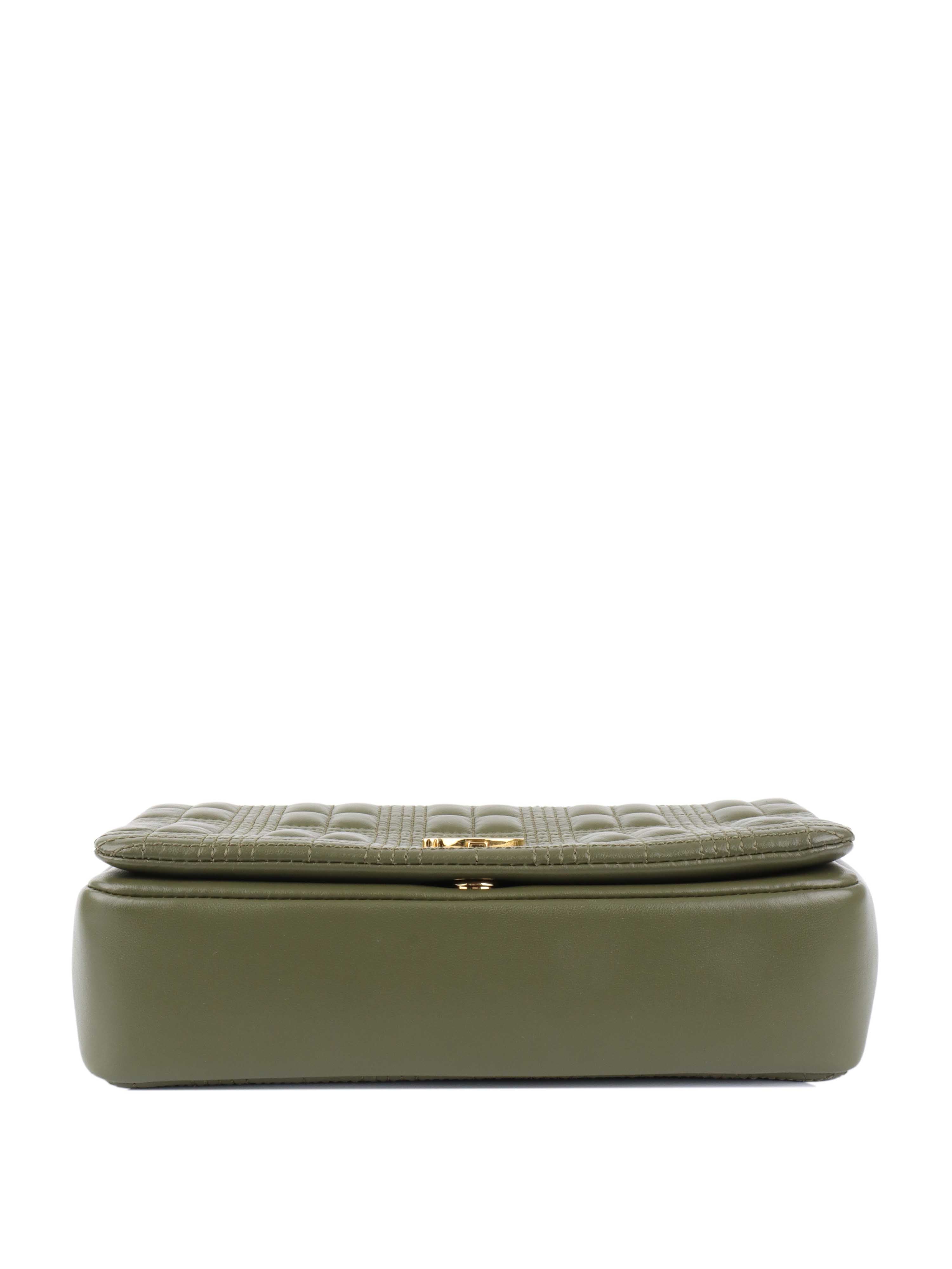 Burberry Khaki Leather Crossbody Bag.