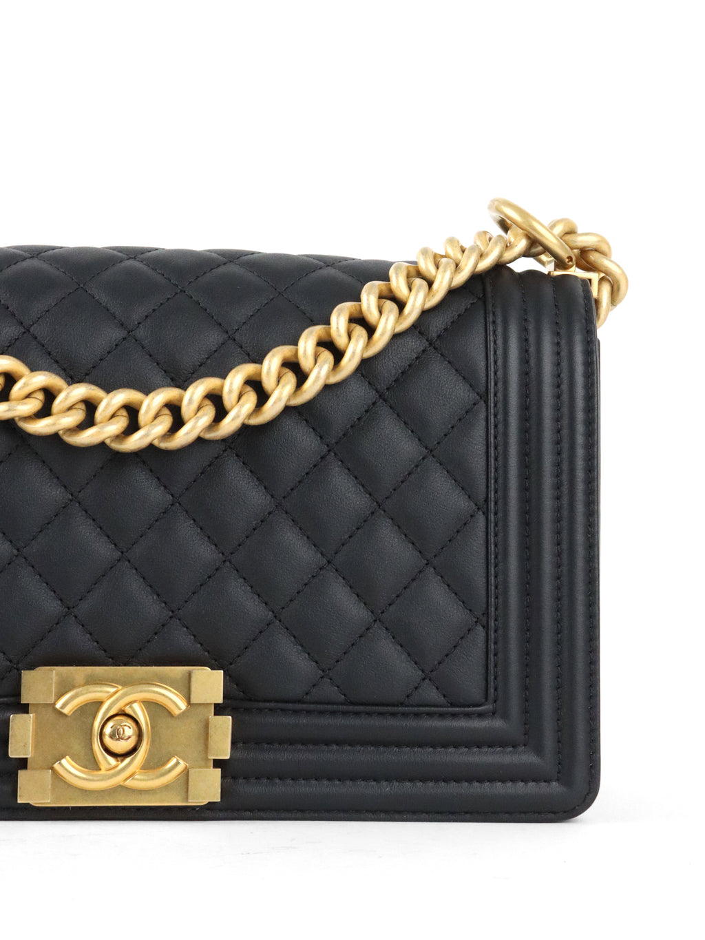 Chanel Black Matte Lambskin Medium Boy Bag GHW