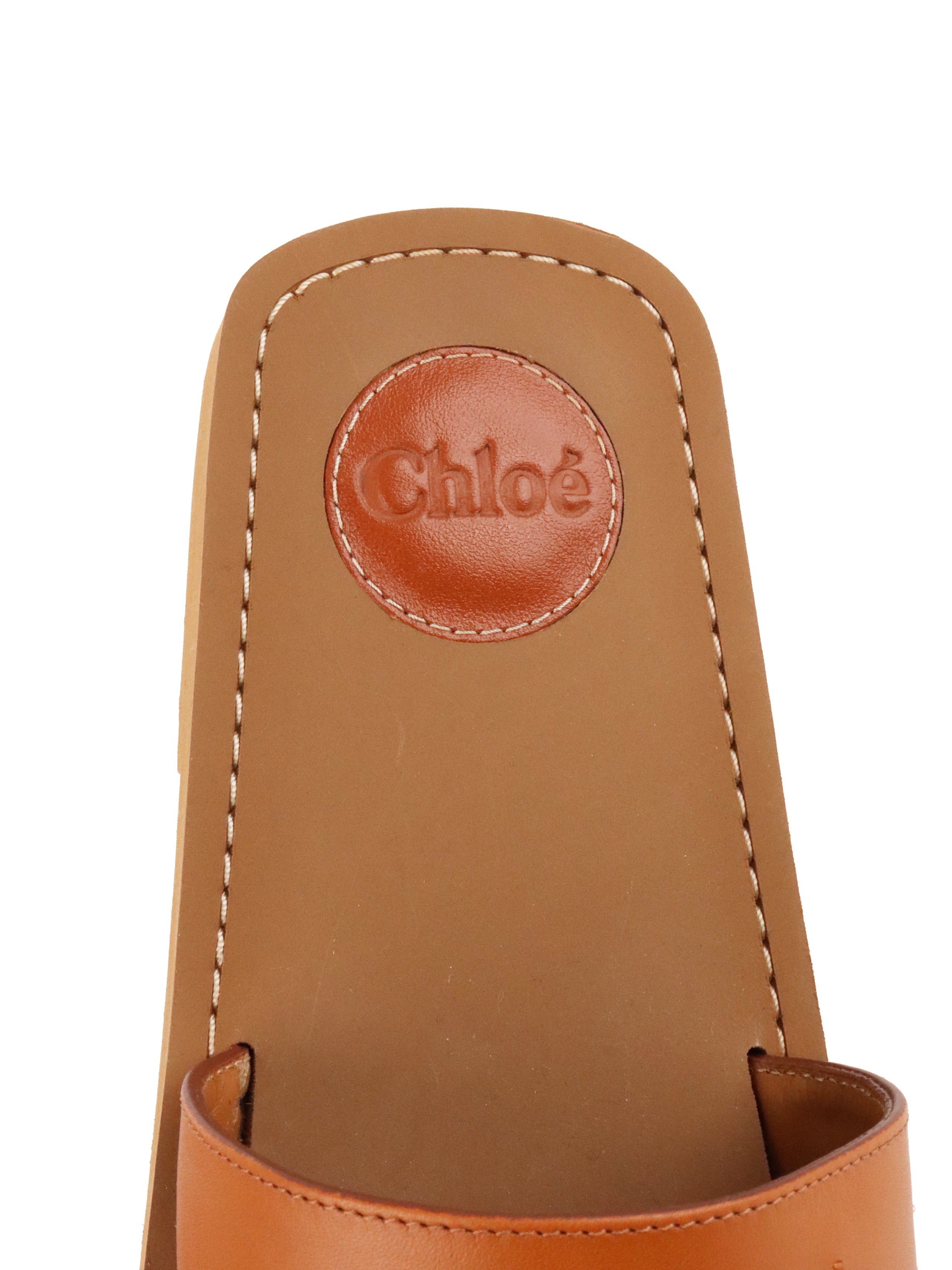 Chloe Tan Woody Flat Mules
