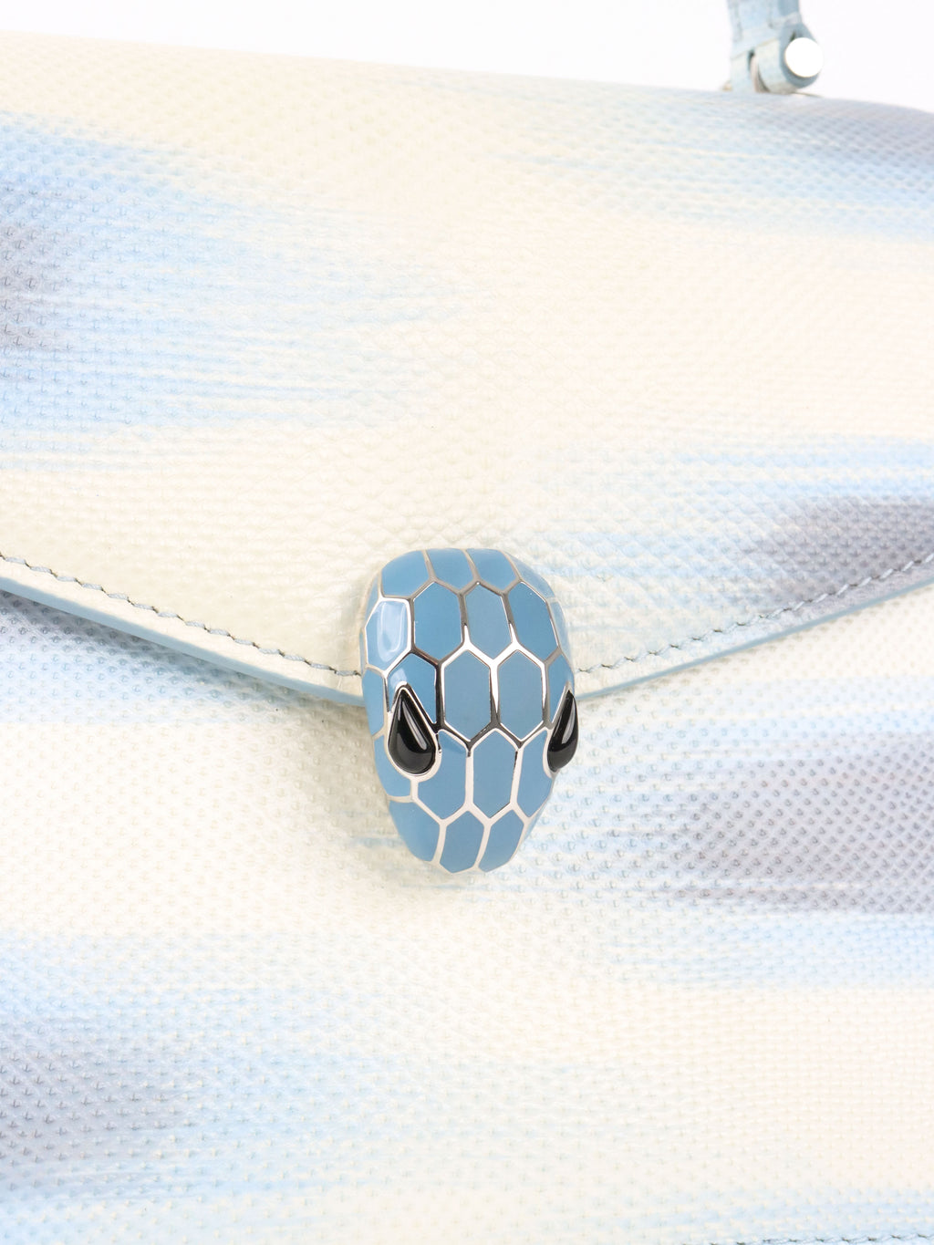 Bvlgari Blue and White Serpenti Forever Leather 2way Bag