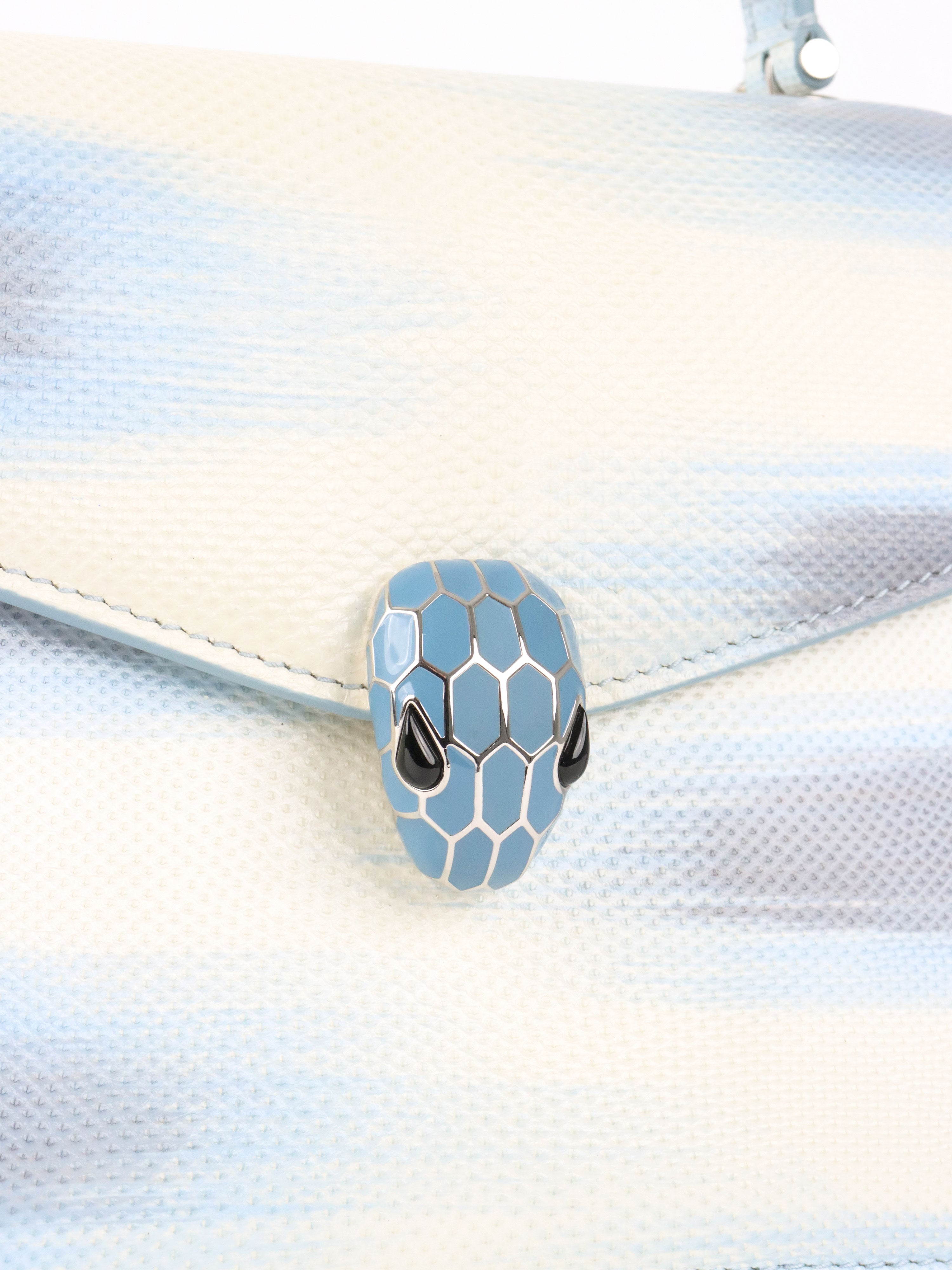 Bvlgari Blue and White Serpenti Forever Leather 2way Bag
