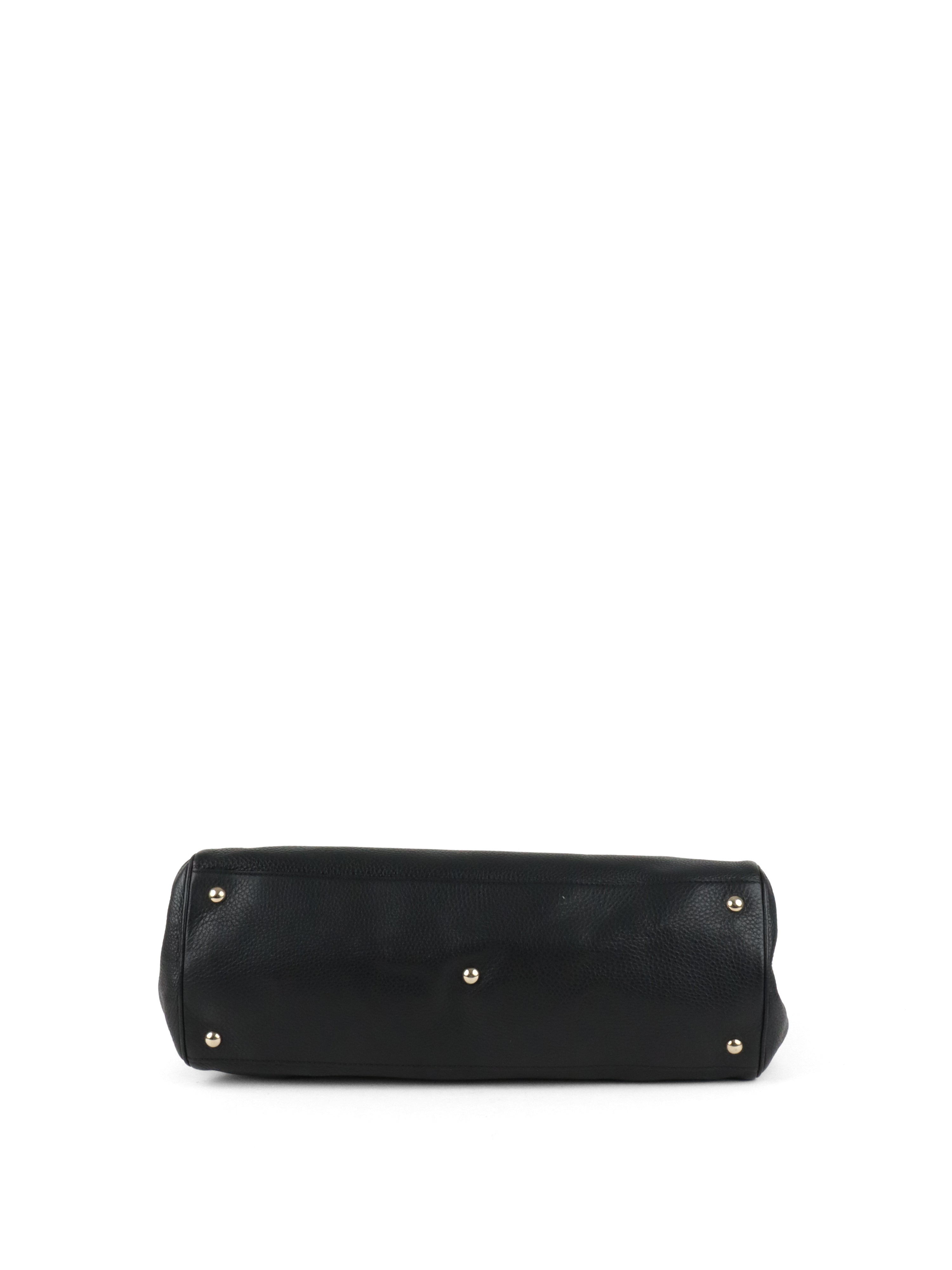 Gucci Bamboo Handle Large Black Leather Shopper Tote