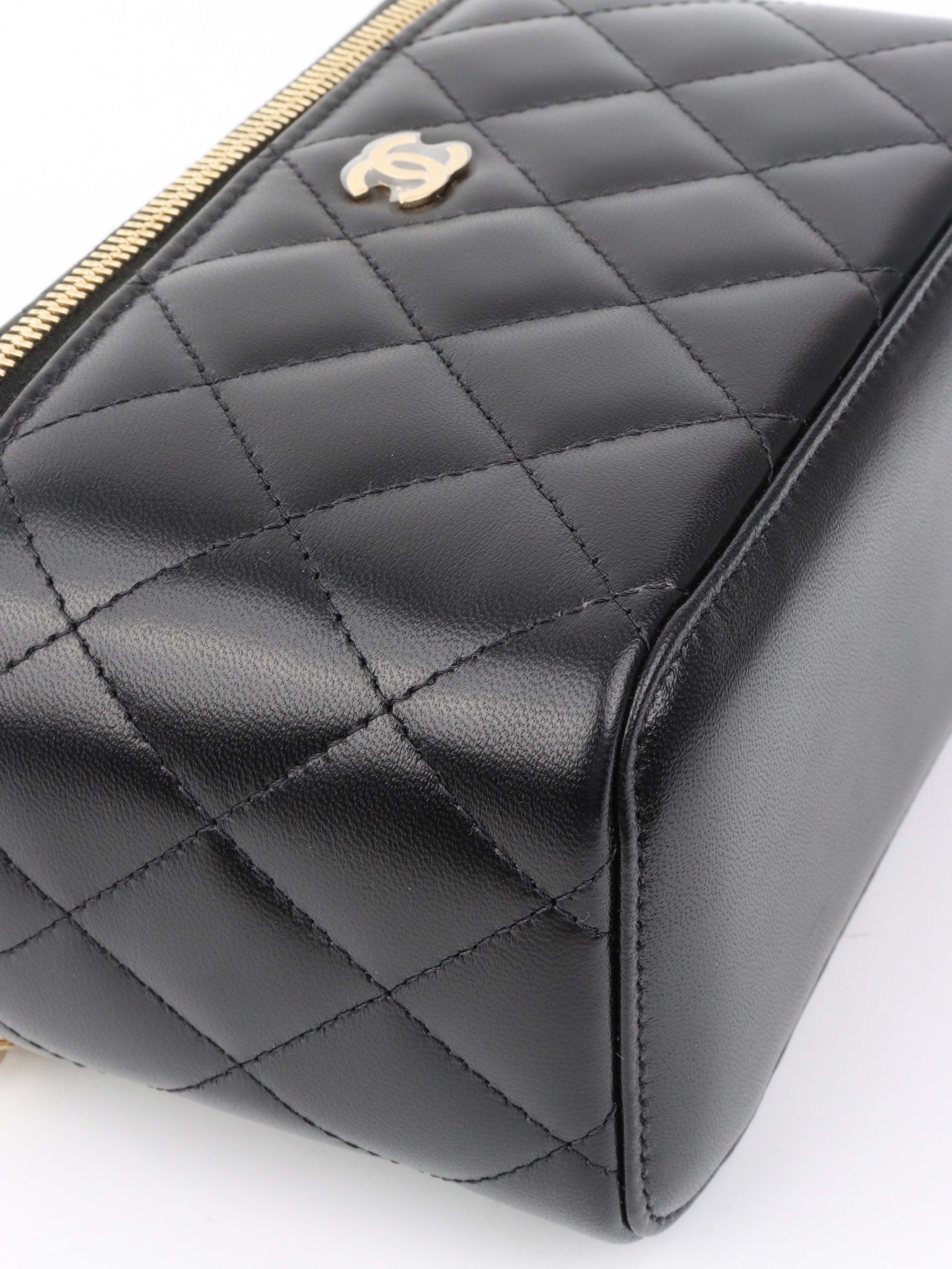 Chanel Black Lambskin Vanity Bag.