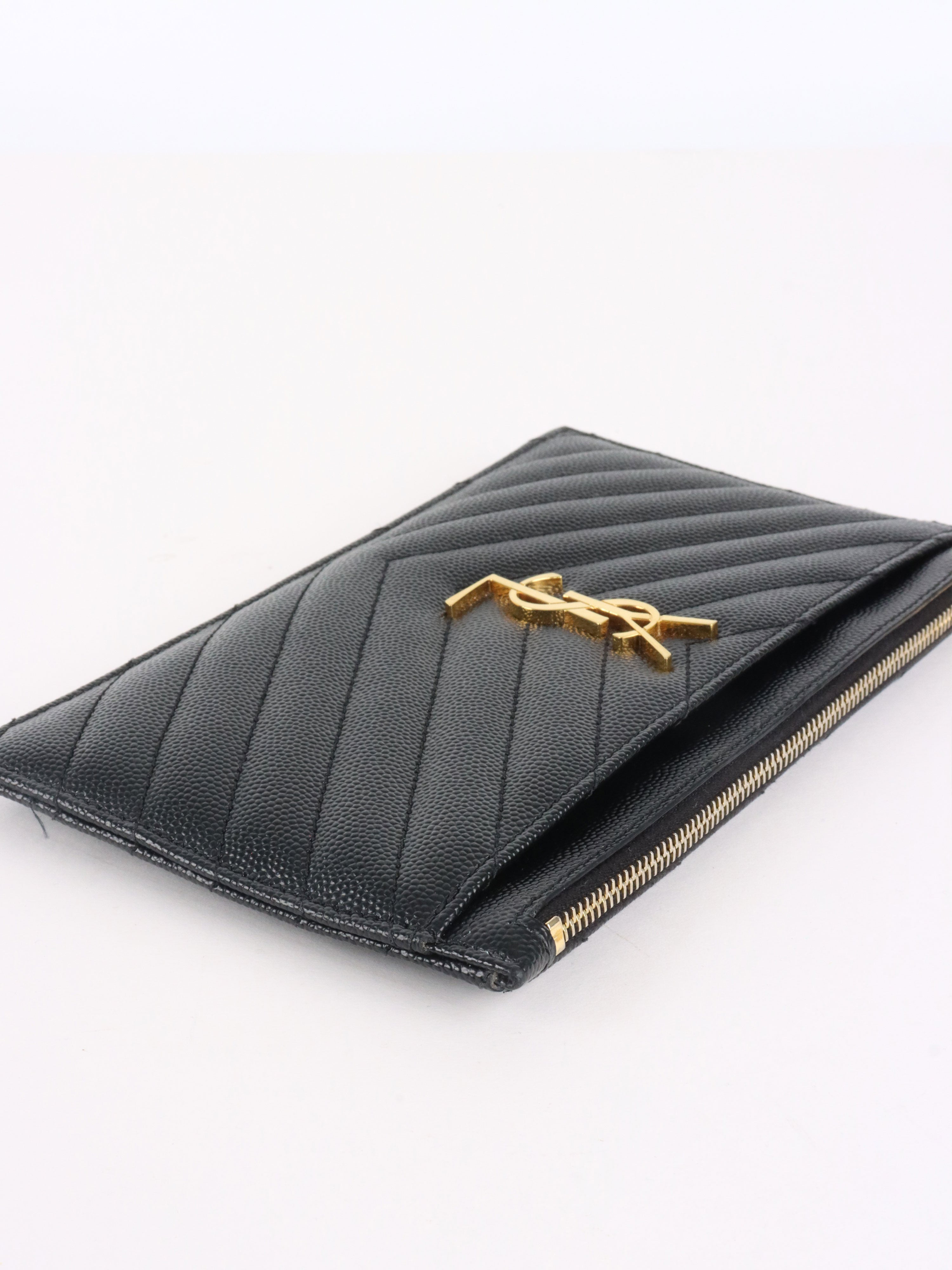 Saint Laurent Black Chevron Bill Pouch.