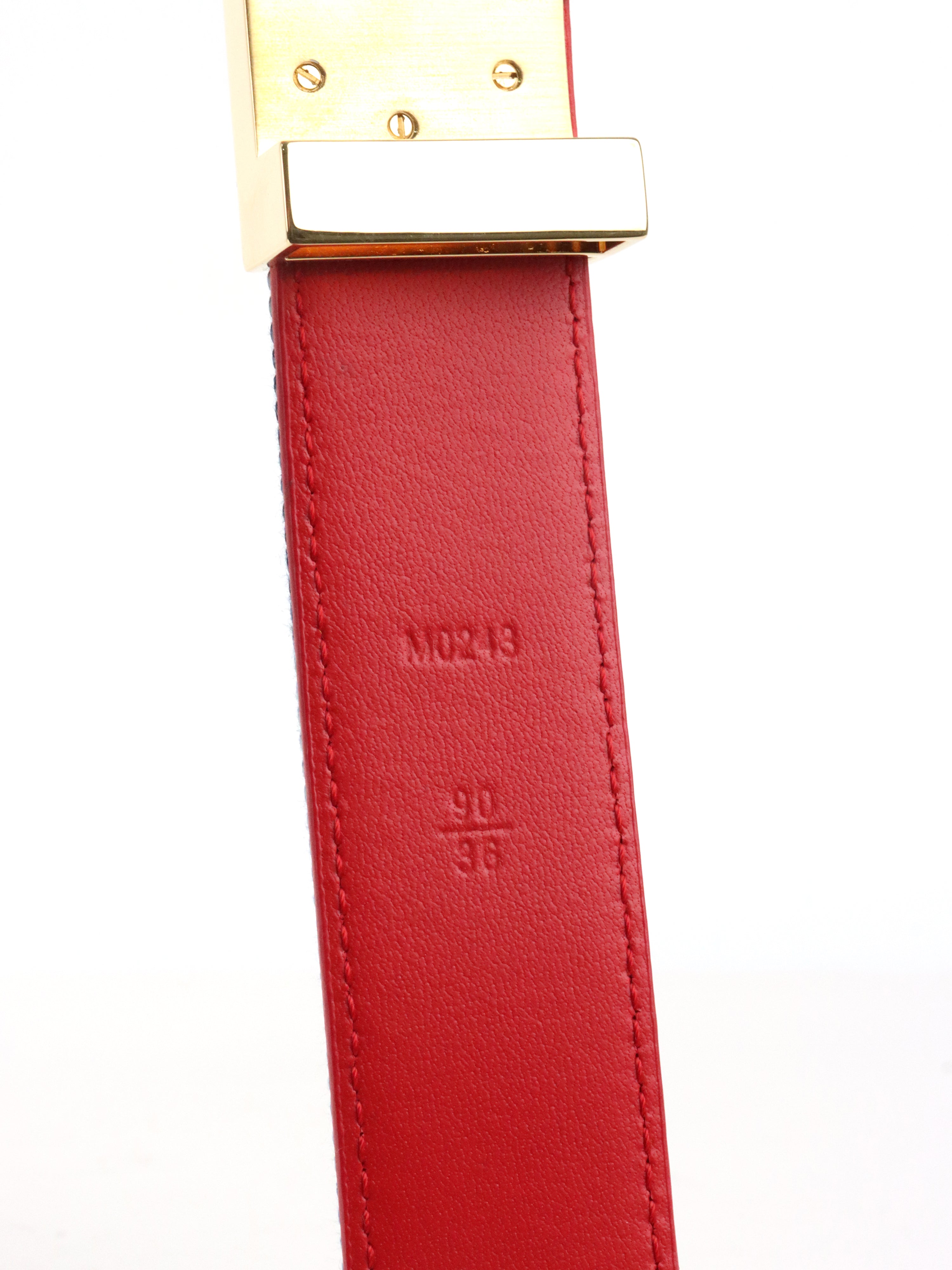 Louis Vuitton Denim LV Iconic Belt Damier & Monogram Patchwork Belt size 90