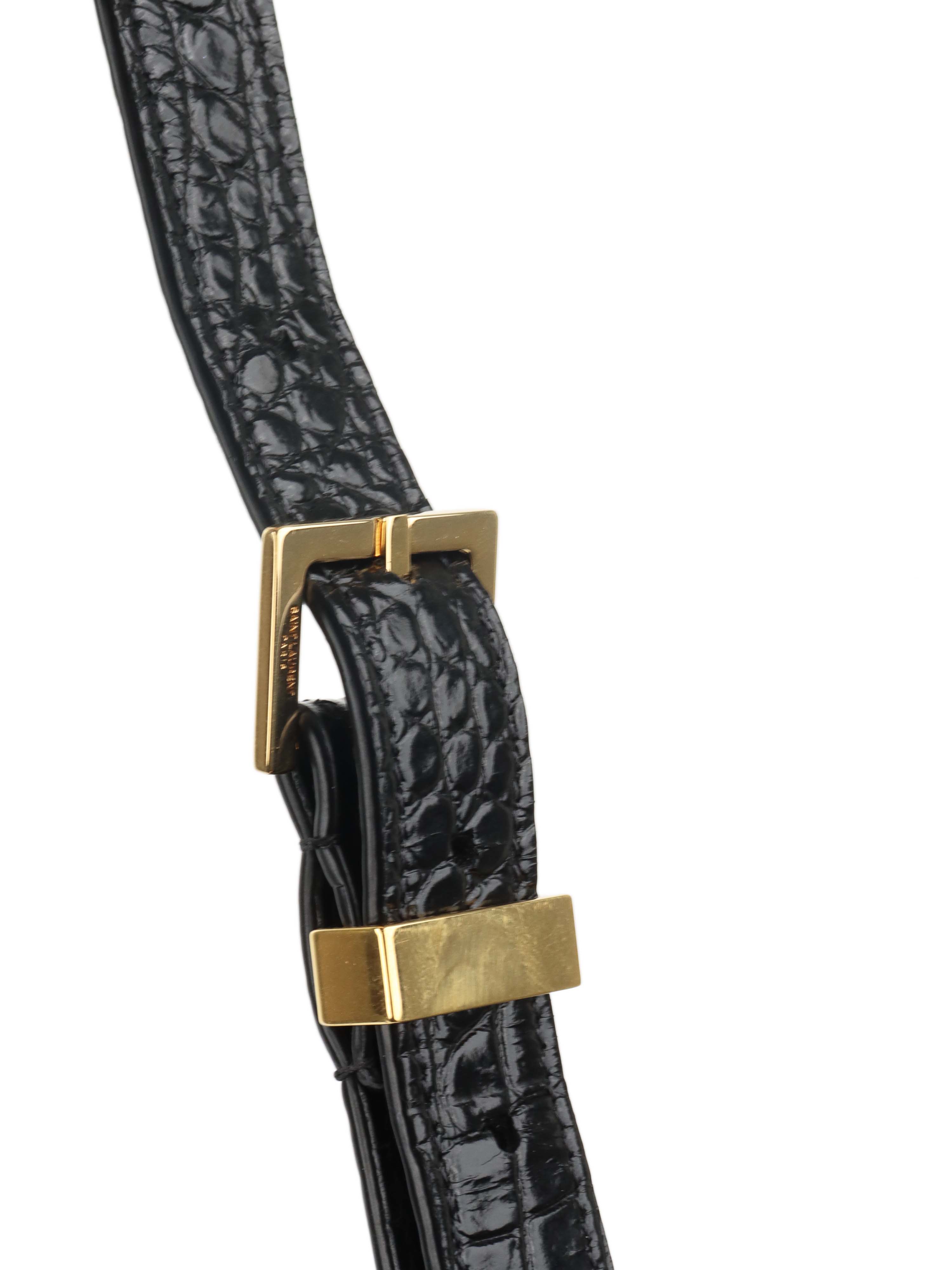 Saint Laurent Medium Manhattan Shiny Crocodile Shoulder Bag.