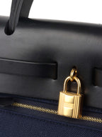 Hermes Herbag Zip 31 Bleu Marine/Noir.