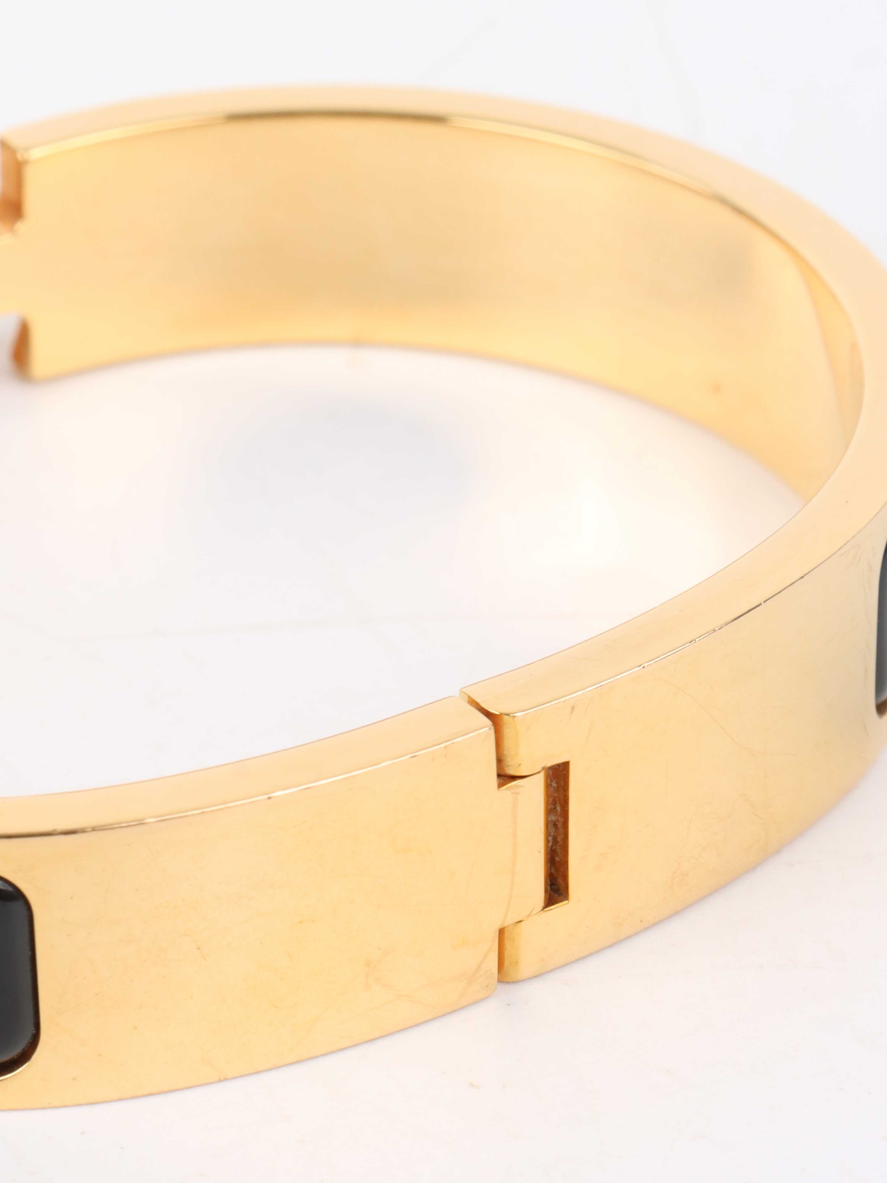 Hermes Black Clic H Bracelet in Gold