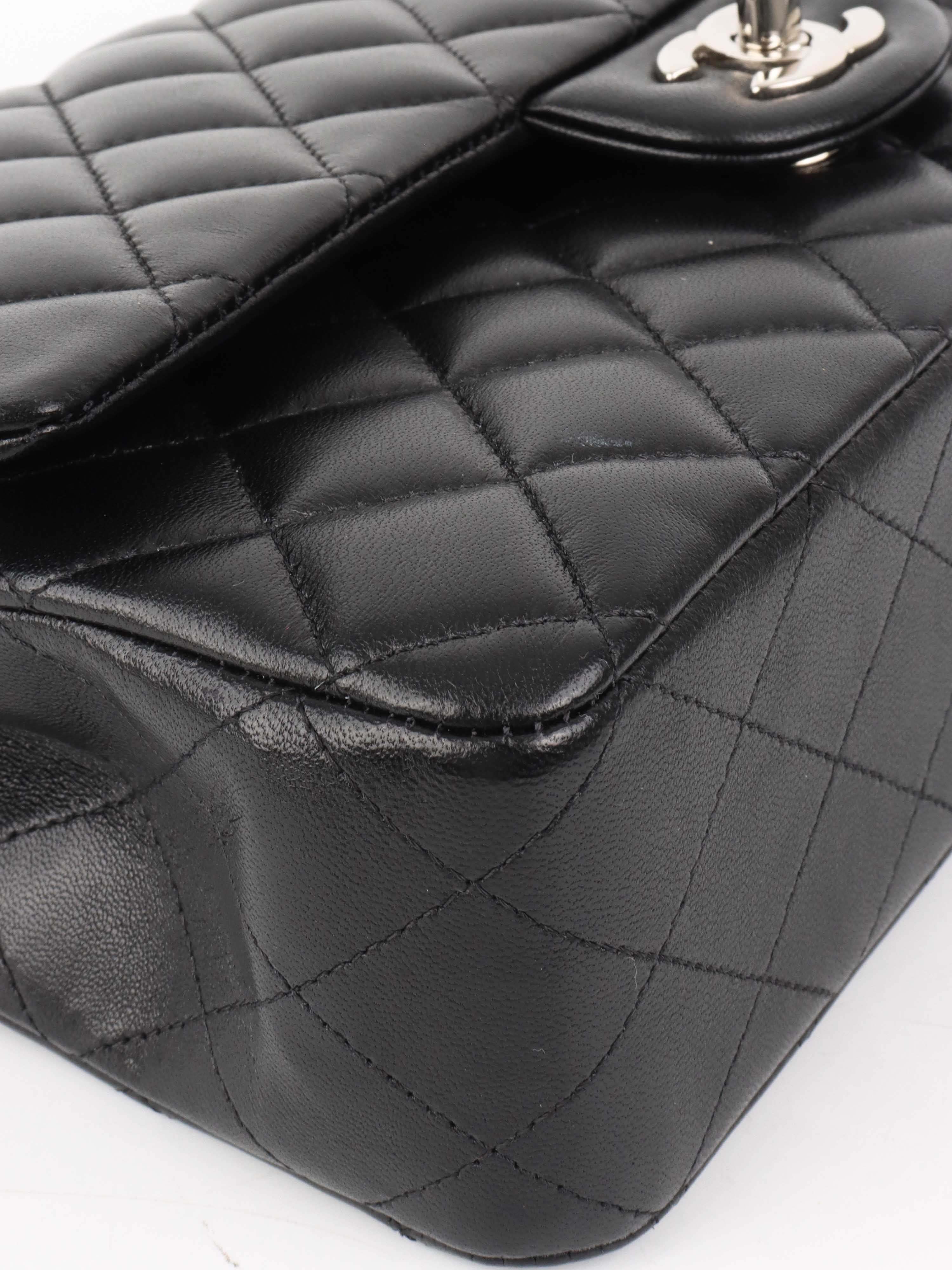 Chanel Black Medium Lambskin Classic Flap SHW.