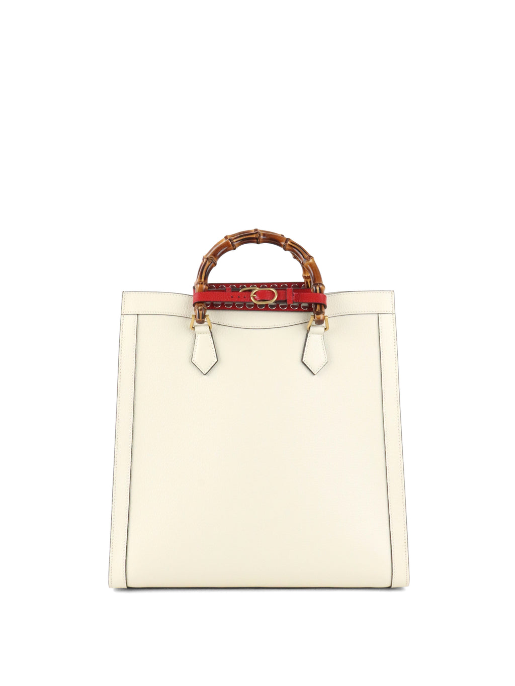 Gucci White Diana NM Stripe Bamboo Handle Bag