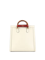 Gucci White Diana NM Stripe Bamboo Handle Bag