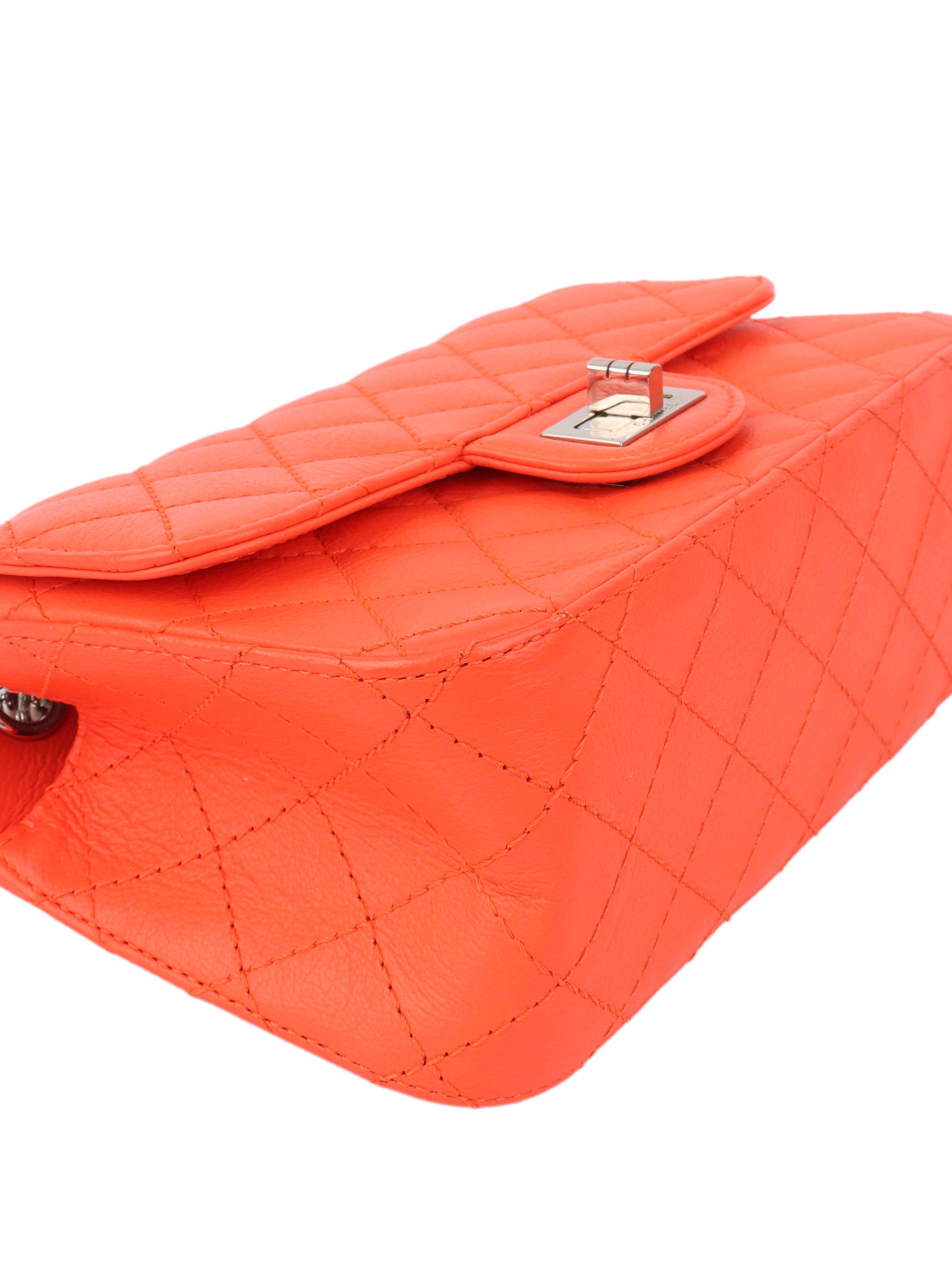 Chanel Small Bright Orange 2.55 Bag SHW.