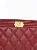 Chanel Burgundy Lambskin Double Zip Wallet on Chain